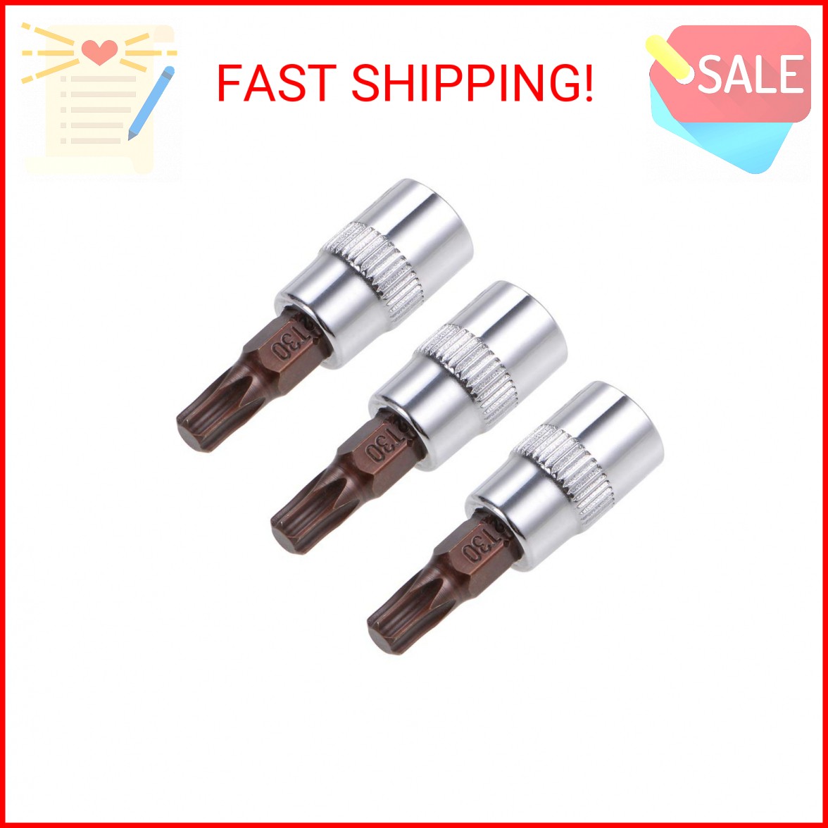 uxcell 3pcs 1/4″ Drive x T30 Torx Bit Socket, S2 Steel Bits CR-V Sockets 38mm Le