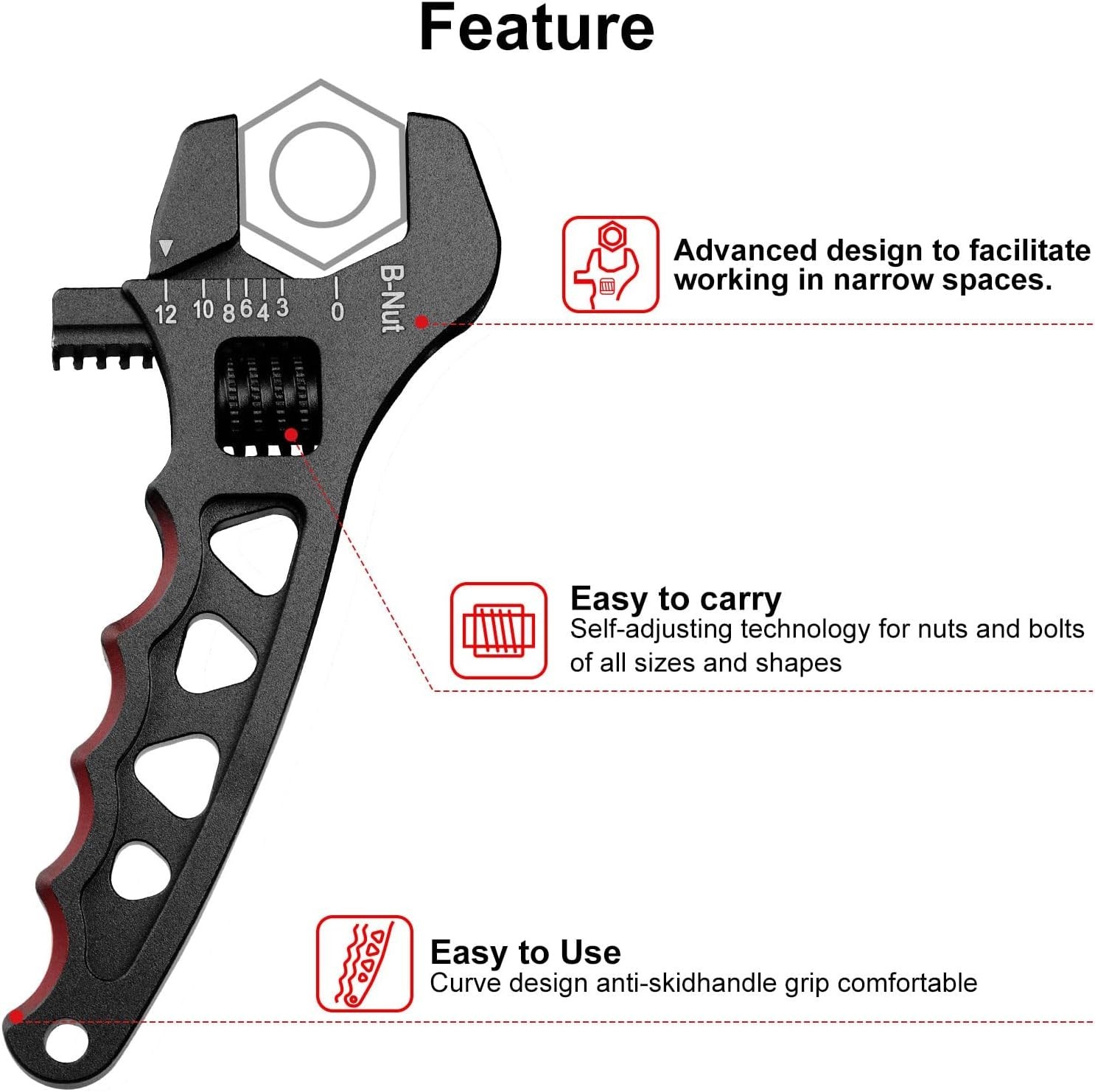 Adjustable Wrench Spanner Tool for Hose End Fitting 3AN 4AN 6AN 8AN 10AN-12AN