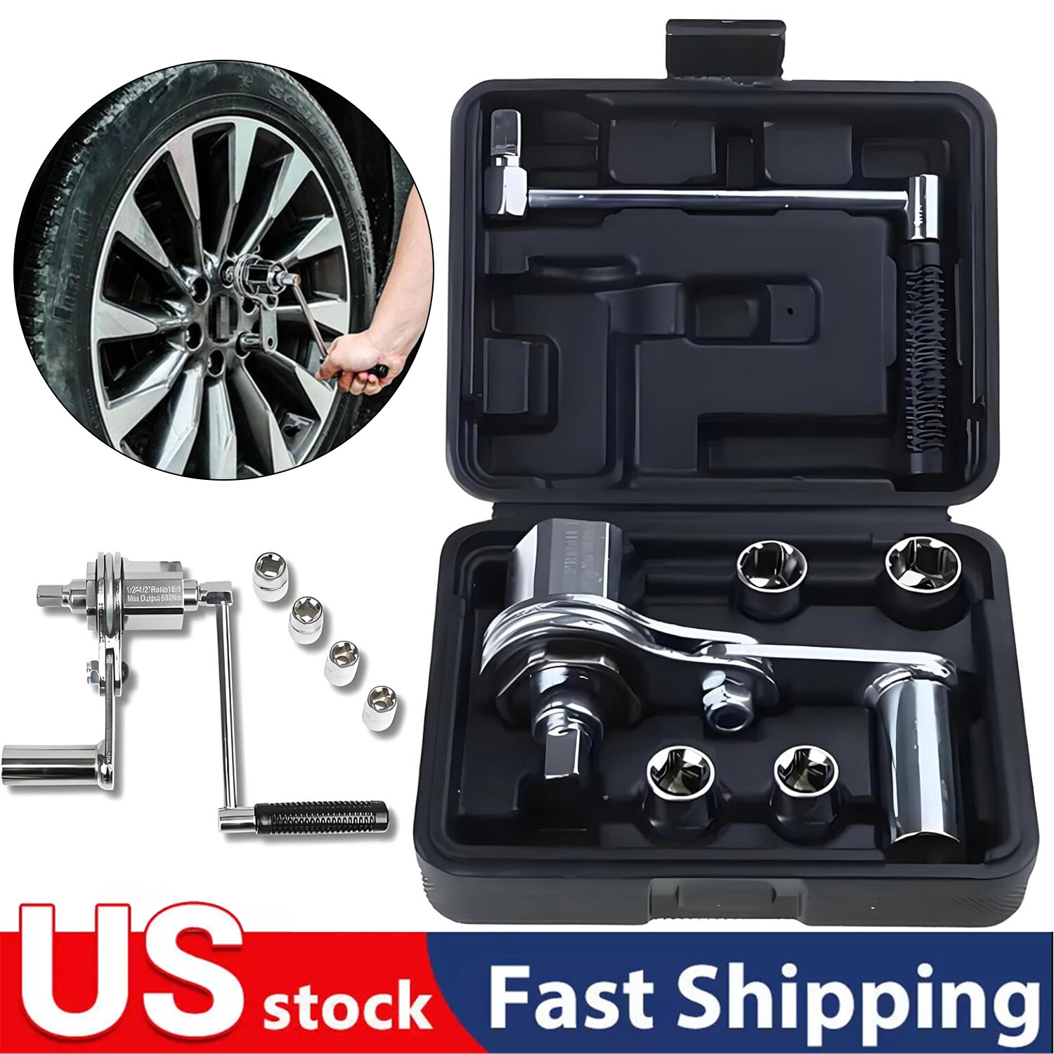 Heavy Duty Torque Multiplier Wrench Set Lug Nut Remover 17 19 21 22 Tire Change