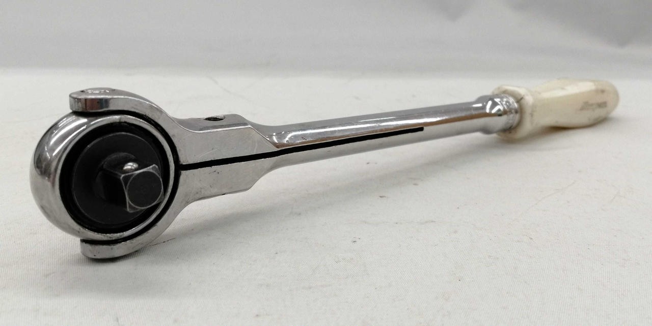 Snap-on Tools Used FHNFD100 Pearl White 3/8″dr Hard Grip Round Swivel Ratchet