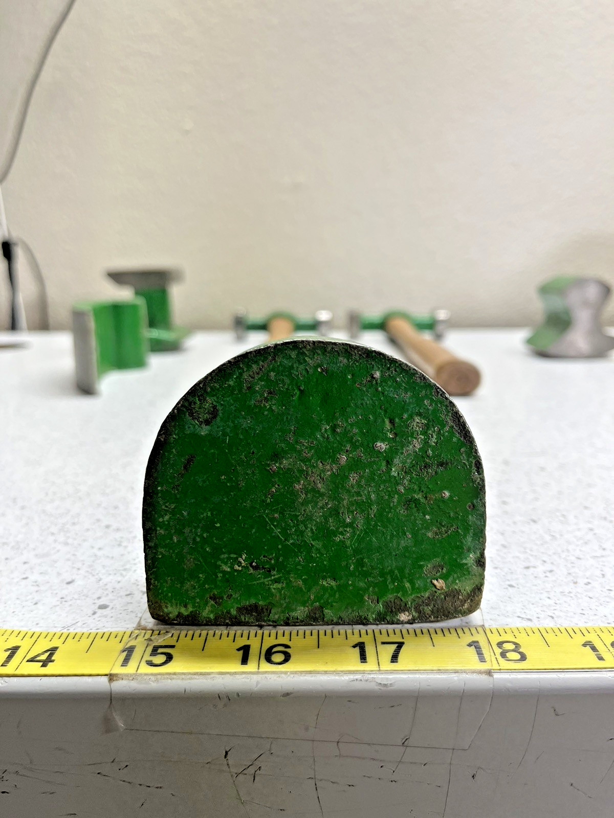 Used Auto Body Hammers & Dollies Set, Painted in green