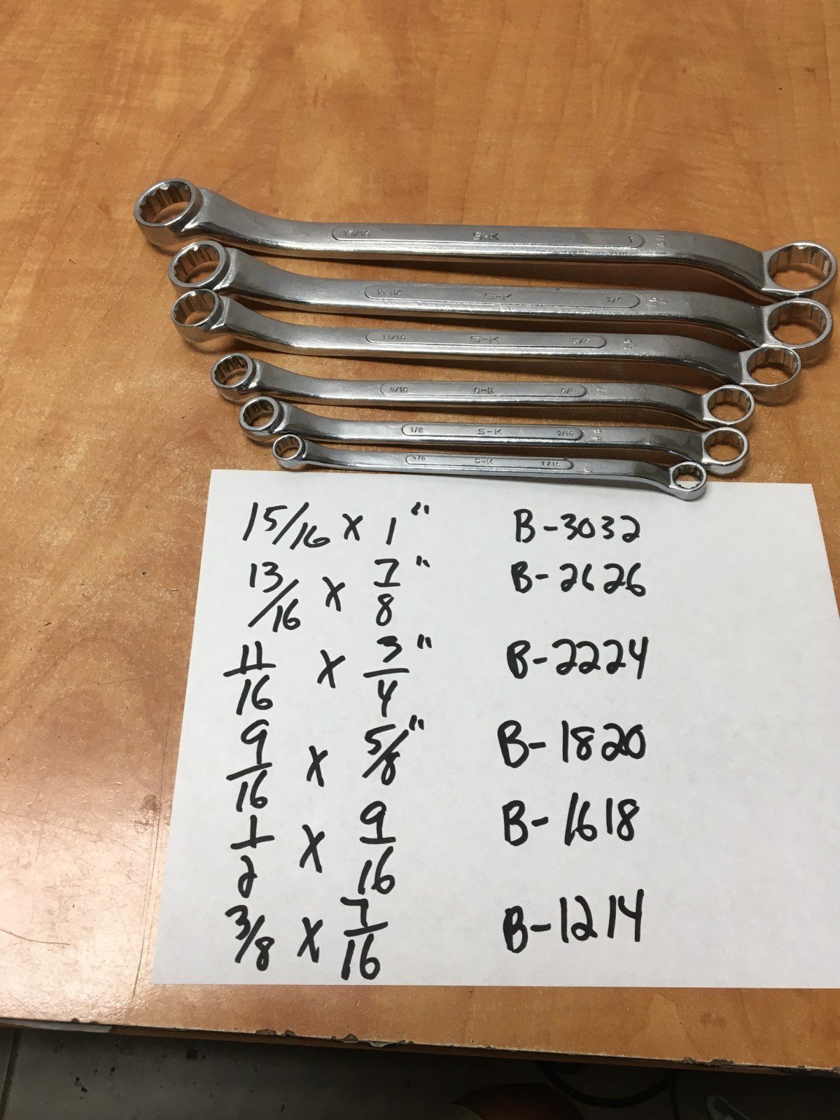 S-K USA 6- Piece SAE Offset Box End Wrench Set 3/8 To 1 In. B-1214 to B-3032