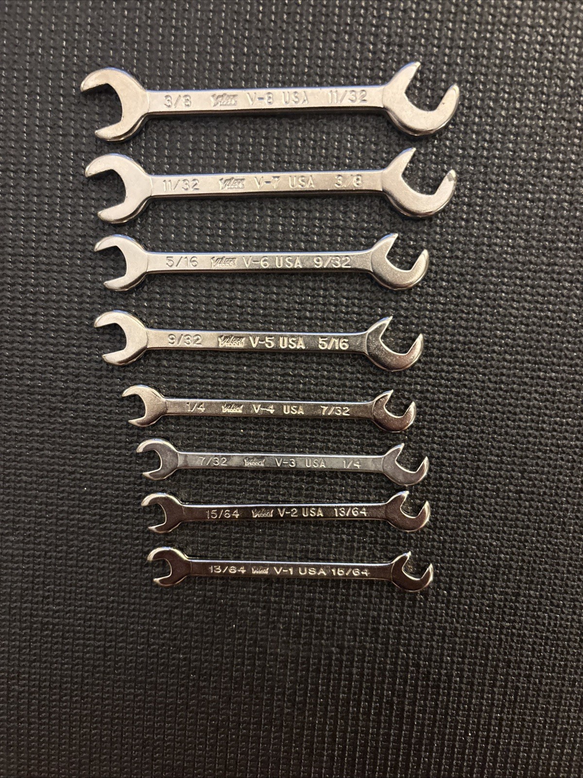 VIM Tools 8 Piece V1-V8 SAE Ignition Mini Wrench Set Made in USA pre/owned