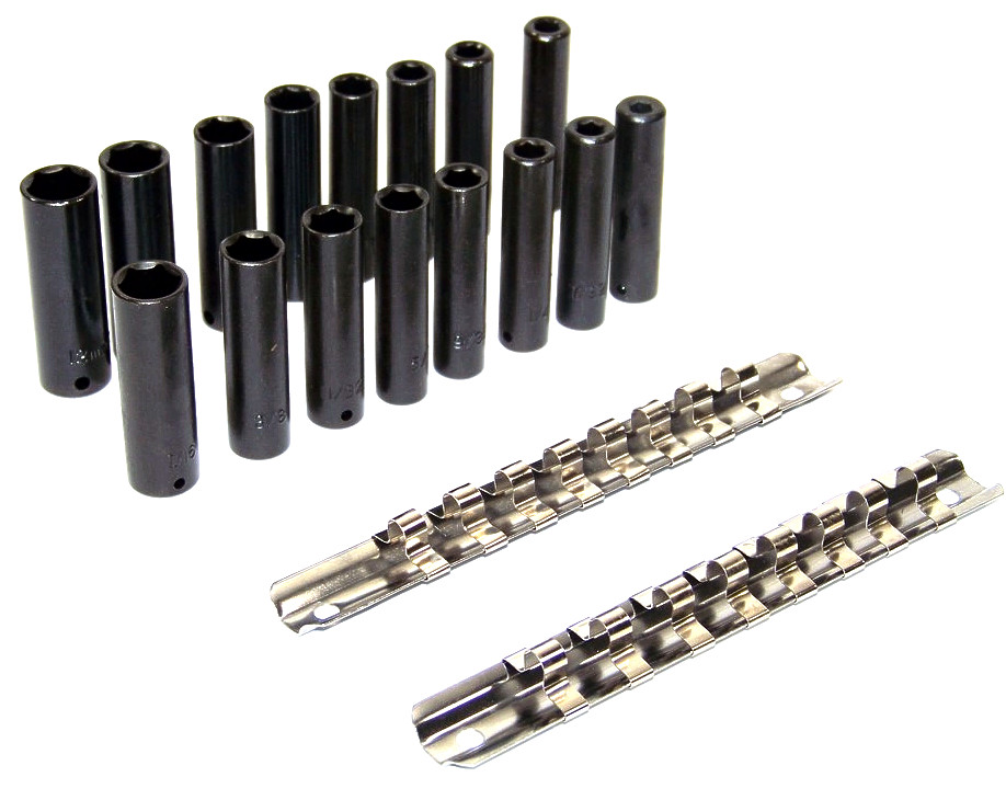 18 pcs 1/4″ drive Deep Impact Socket Metric and Standard Set Sockets Tool Kit