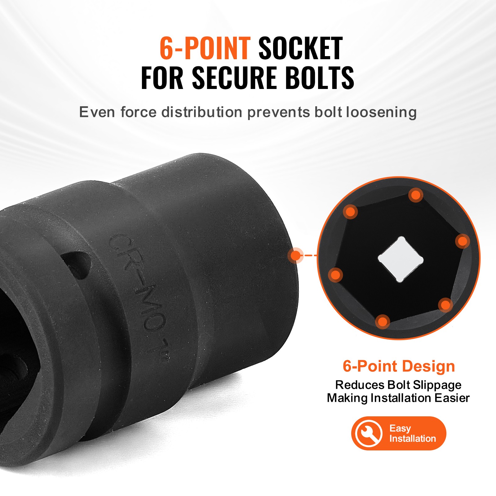 Axle Nut Impact Socket Set 1″ Drive 6-Point 9PCS SAE Spindle Nut Socket