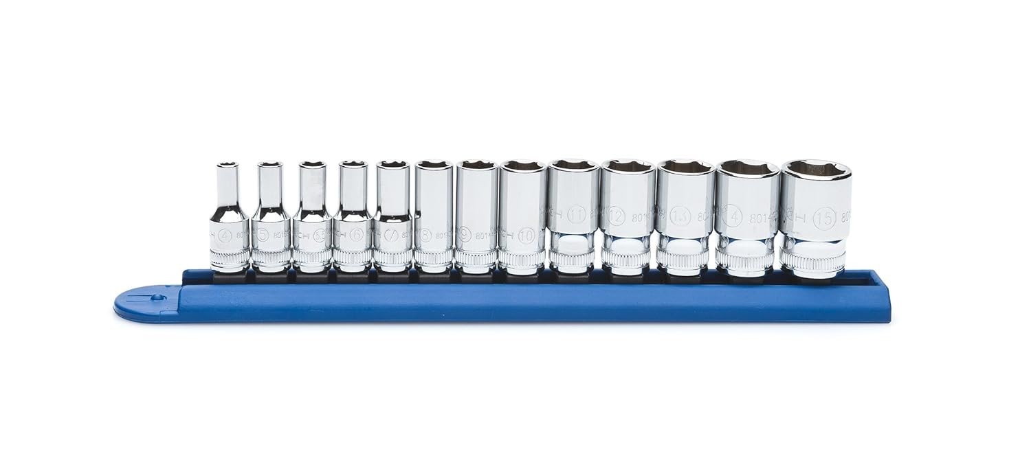 13pc 1/4 Drive Metric Mid Length Socket Set 6 Point Semi Deep #80304S
