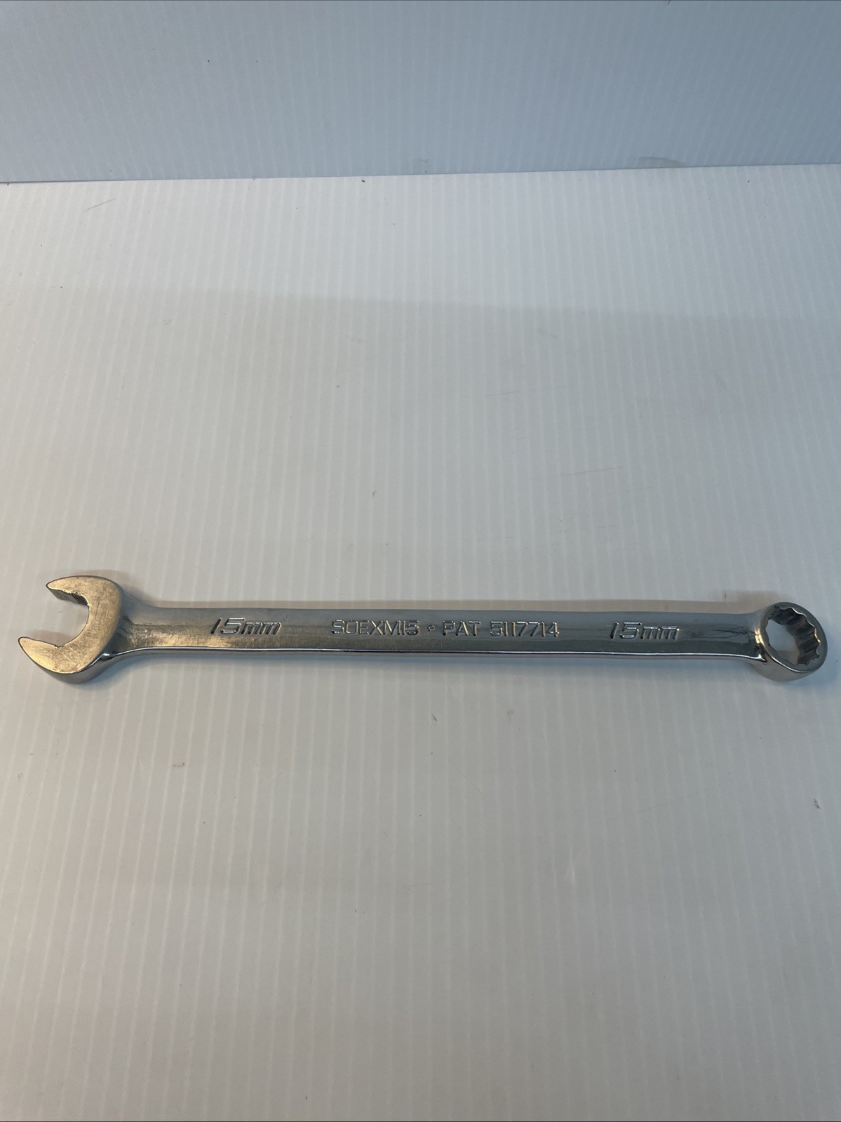 Snap On USA 15MM 12PT Metric Flank Drive Plus Chrome Combination Wrench SOEXM15