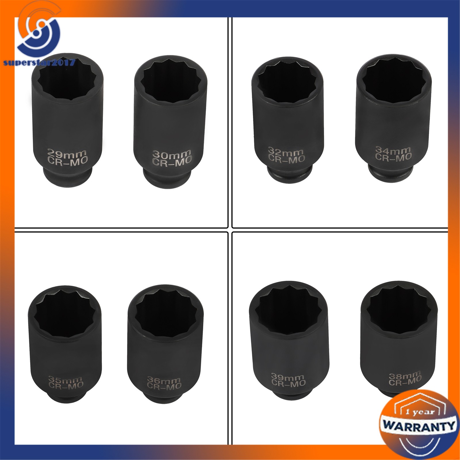 12 Point 8Pc Axle Nut Socket Set 1/2″ Drive For Toyota BMW Mercedes-Benz 29-39mm
