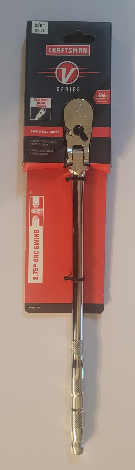 New Craftman V Series 3/8 Long Handle Flexible Head Ratchet CMMT86323V