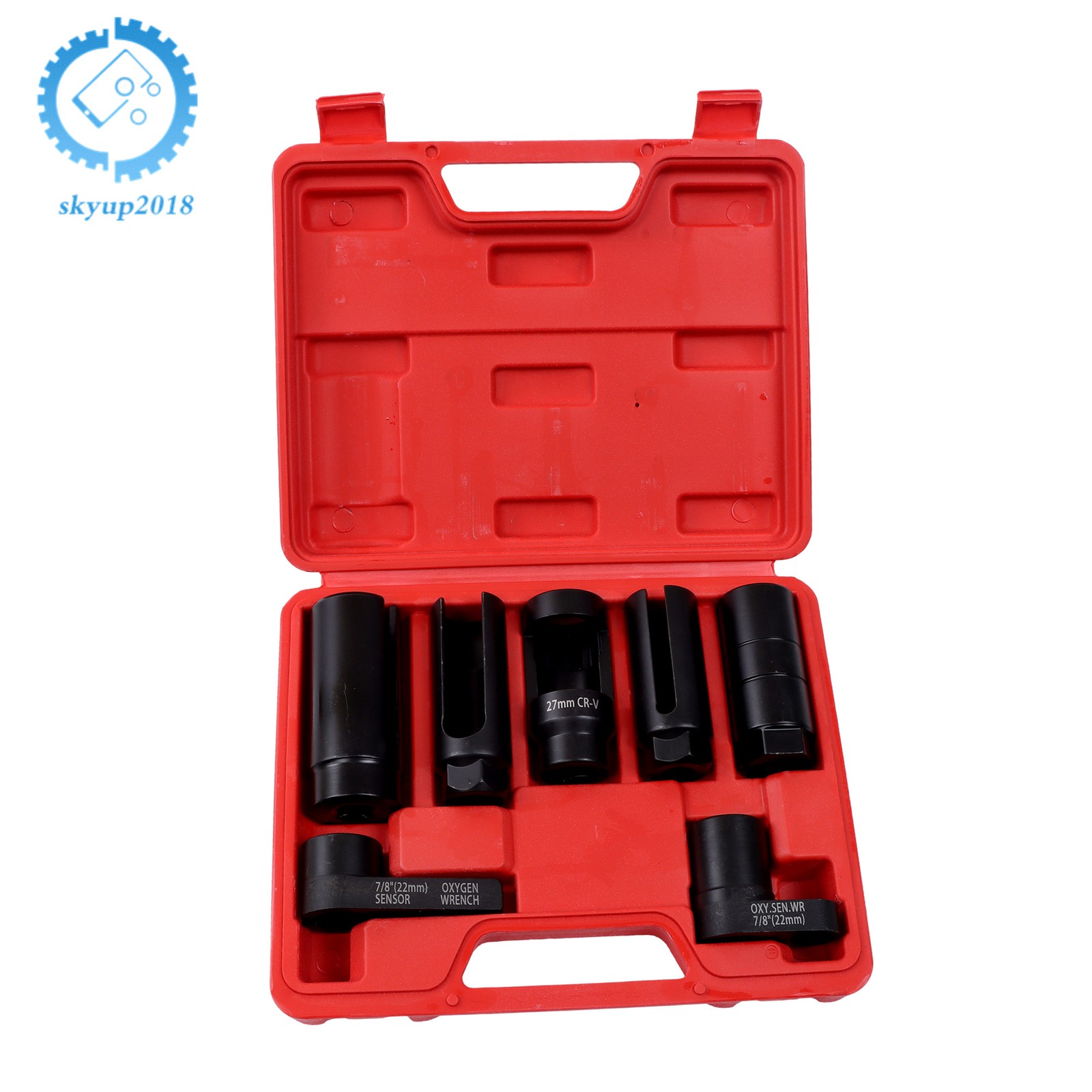 7PCS O2 Oxygen Sensor Socket Removal Tool Wrench and Thread Chaser Set