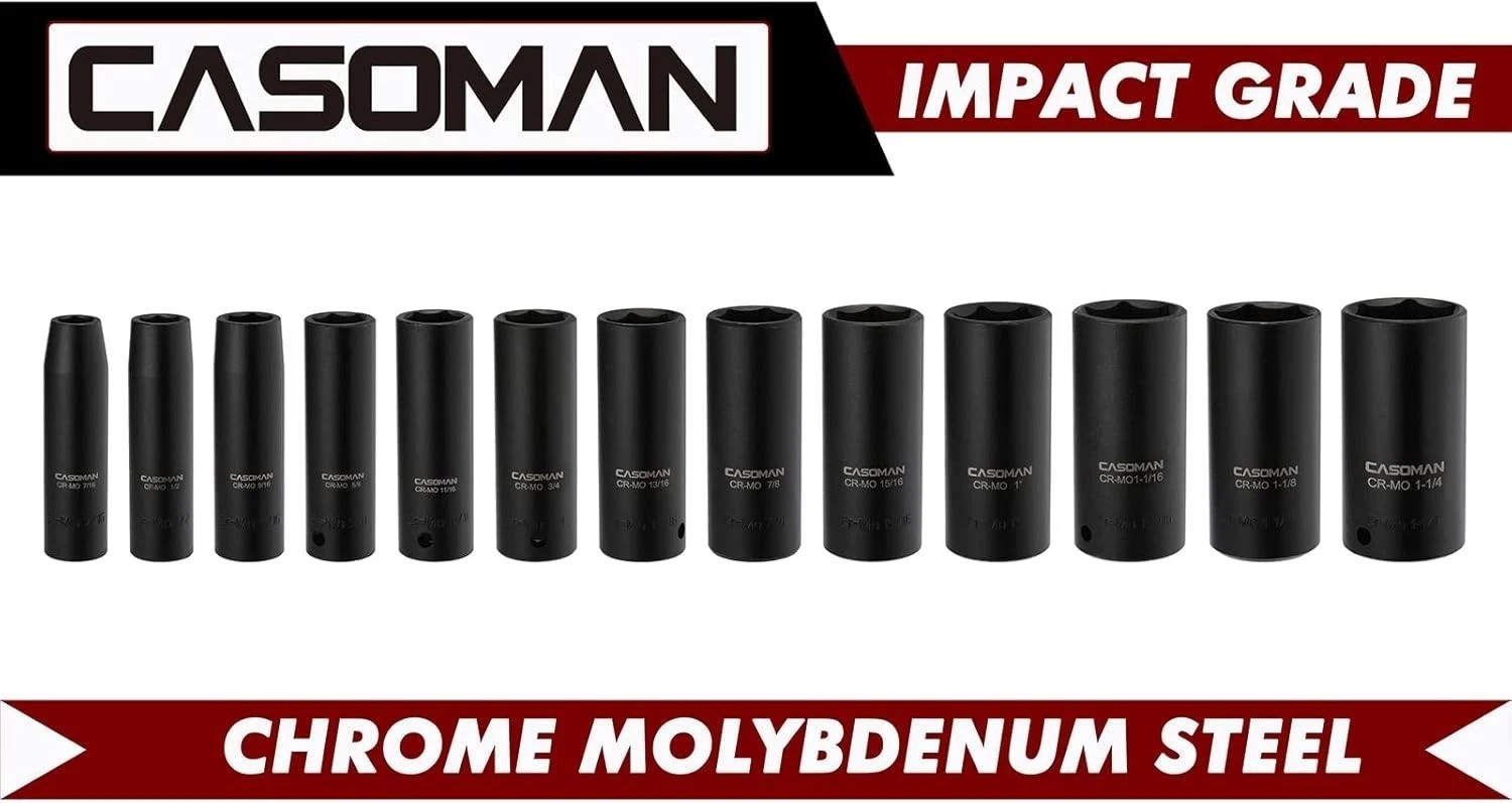 High-Visibility 13-Piece Impact Socket Set with Chrome Moly Steel Construction