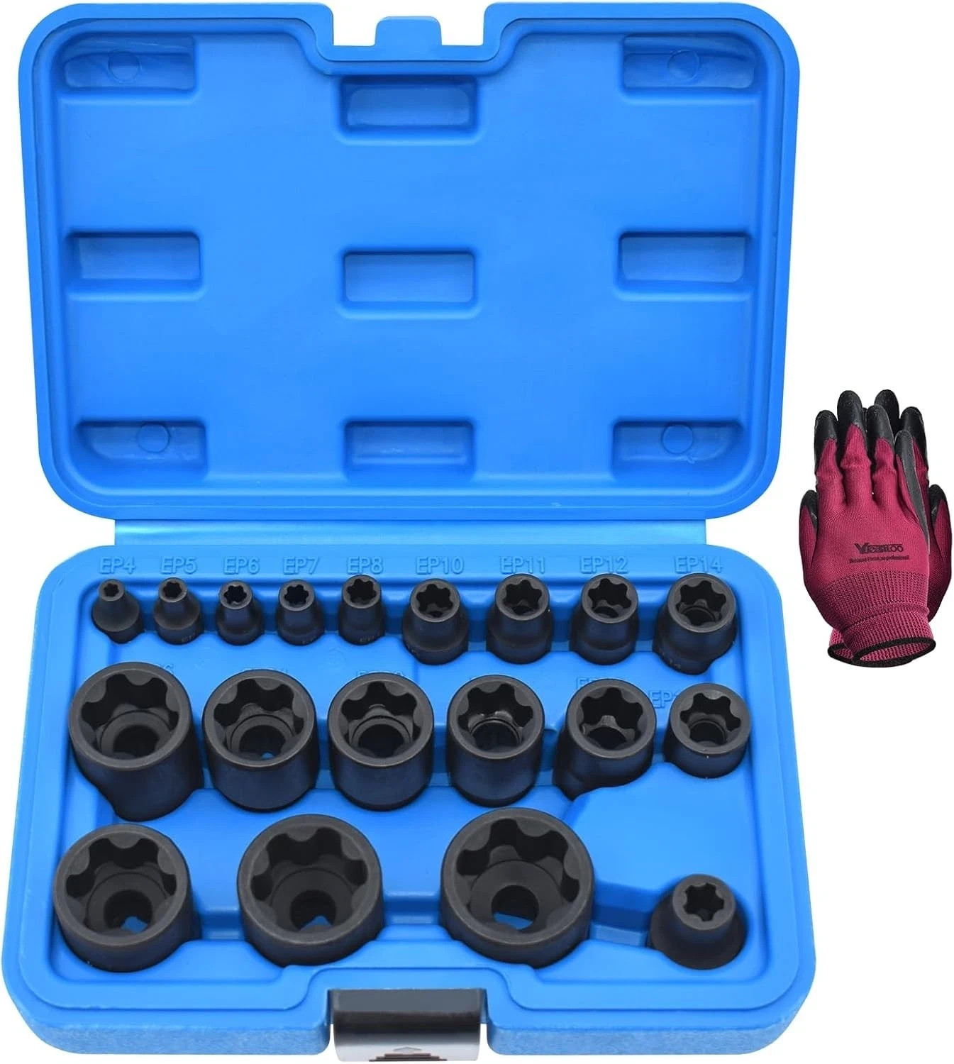 19pcs External Torx Plus Socket Set Compatible With Tesla 6 Point Ep Socket 1/2′