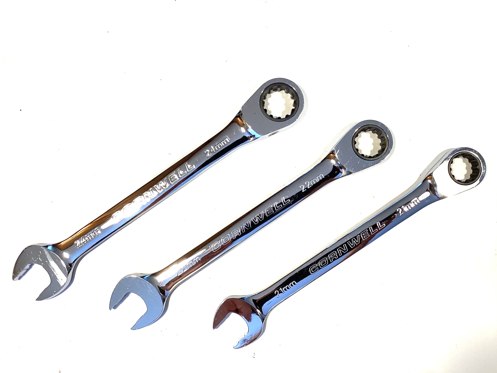Cornwell Tools 3 Piece Metric Ratcheting Combo Wrench Set Foam Tray CRW3MSB MINT