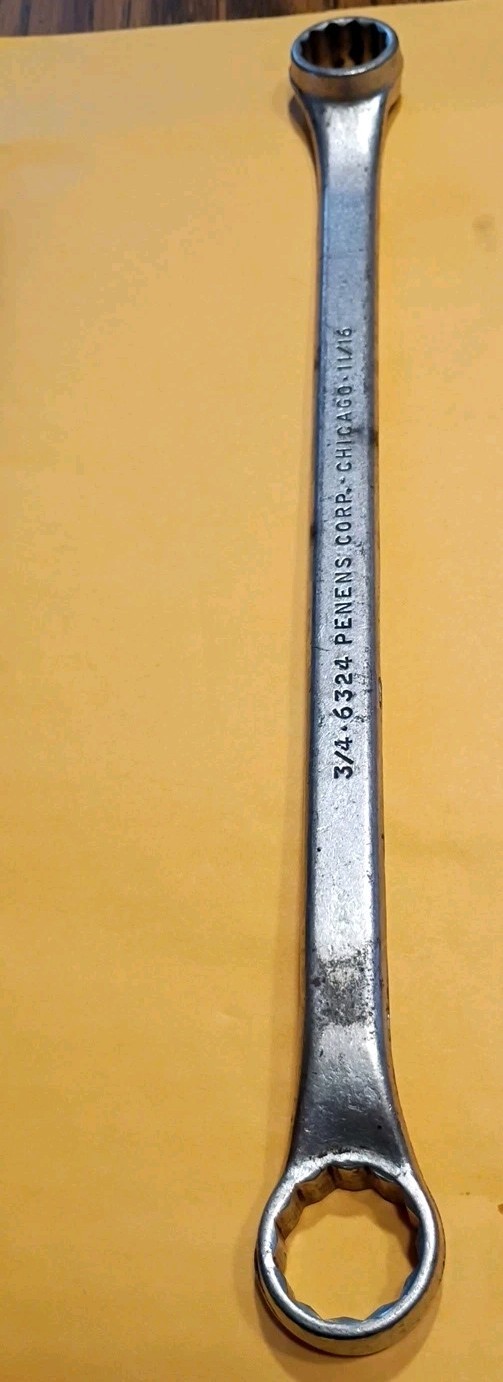Vintage Penens Corp. Chicago 6324 3/4 x 11/16 Straight Double Box End Wrench 🔧