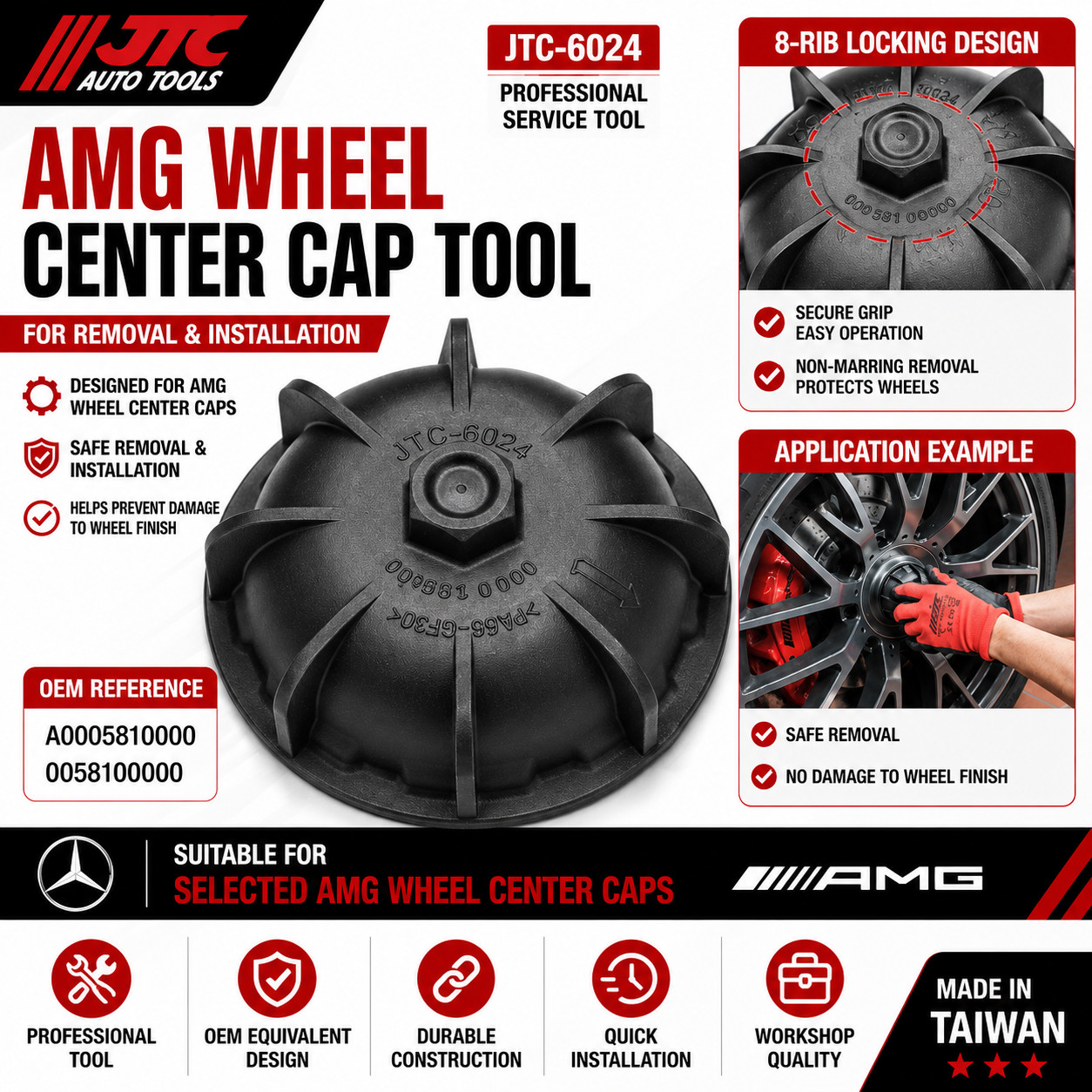JTC-6024 19″ AMG Wheel Center Cap Removal Installation Tool A0005810000