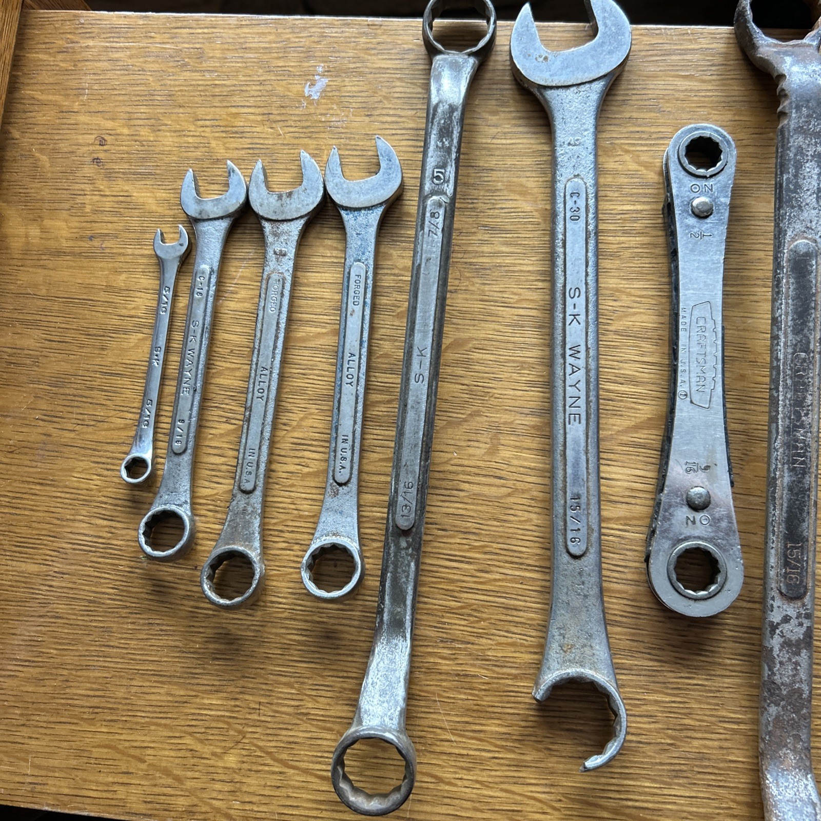 Lot Of 10 Various Sizes , Vintage S-K Wayne & Craftsman Wrenches