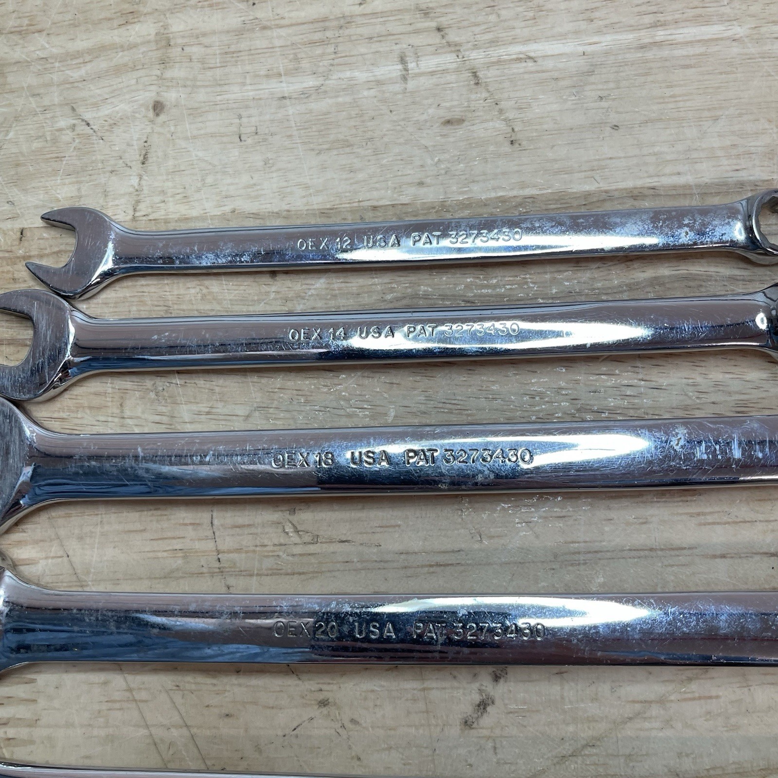 SNAP-ON 6 PC 12 PT COMBINATION WRENCHES (3/8″ OEX12- 3/4″ OEX24) USED.