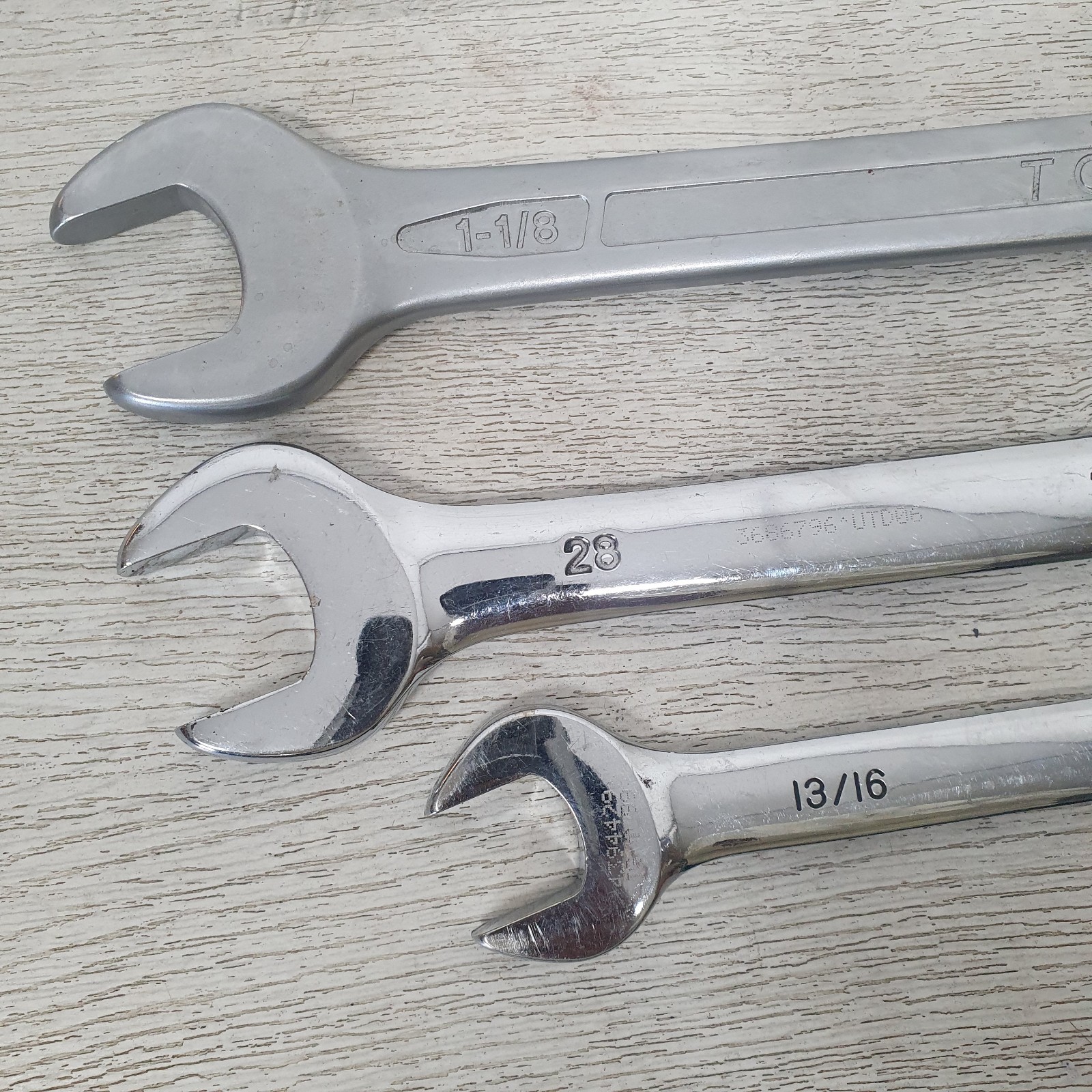 3 x Toptul Combination Spanners Metric and Imperial Mixed Bundle – B7