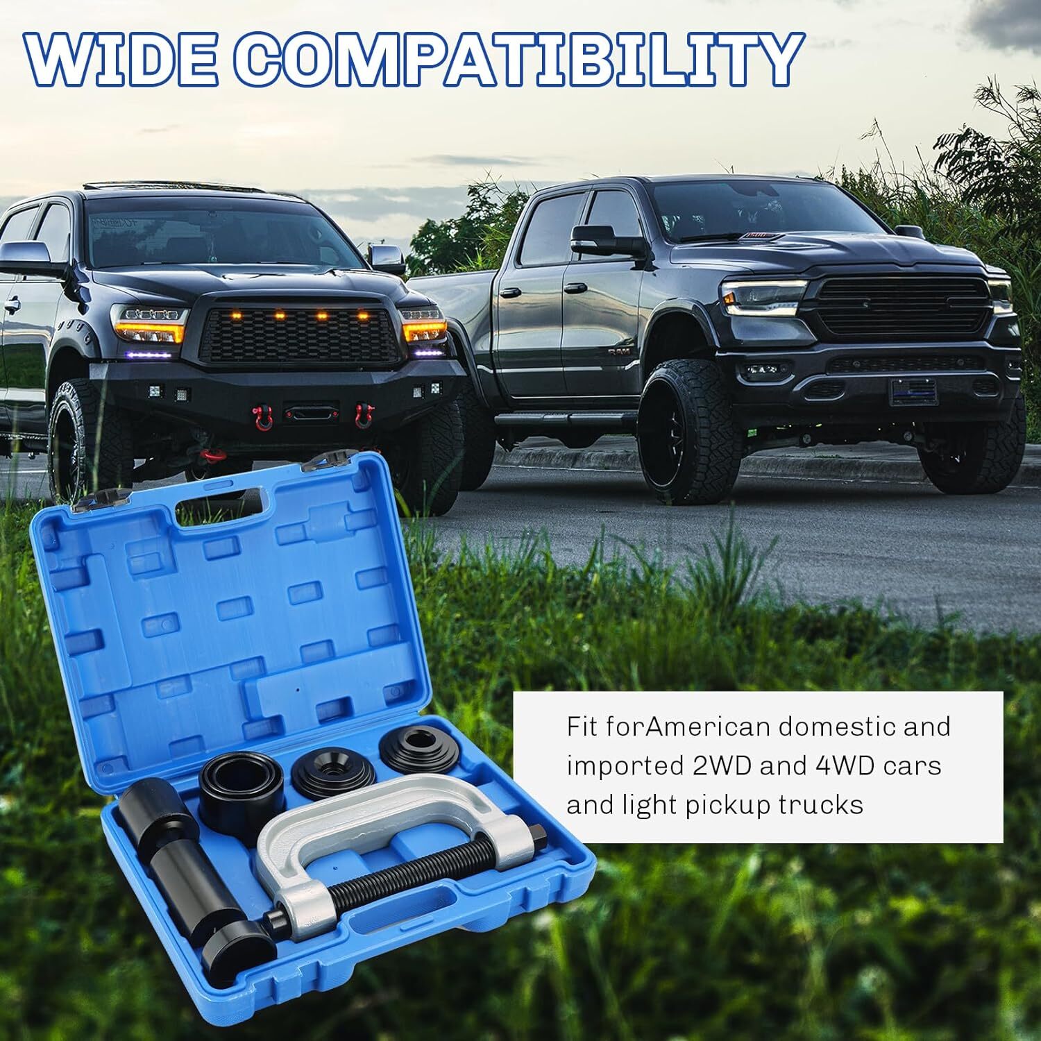 Heavy Duty 4 in 1 Ball Joint Press & U Joint Removal Tool Kit with 4×4 Adapters