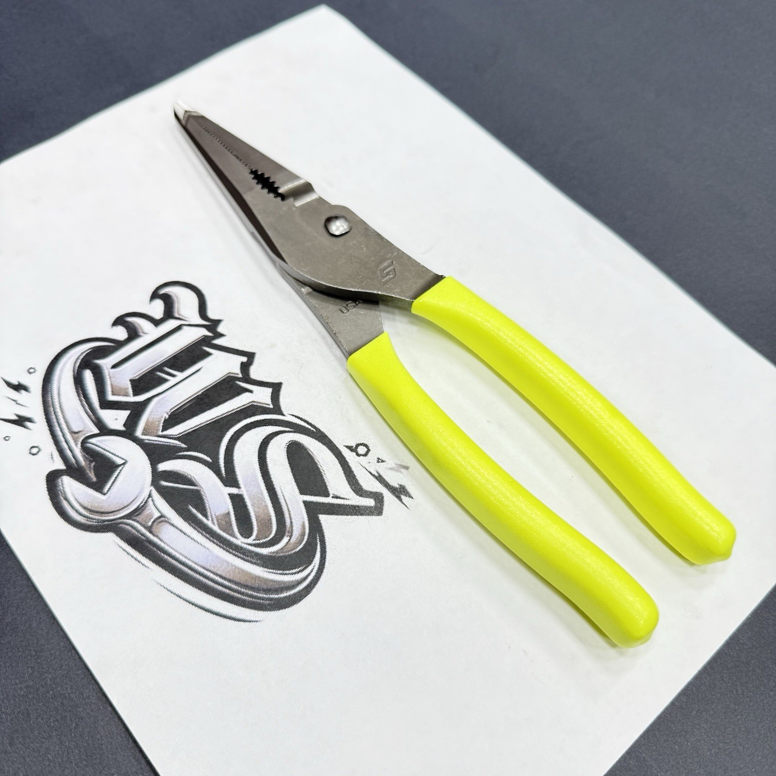 Snap-on Tools HI VIZ YELLOW 9″ Talon Grip Long Nose Slip Joint Pliers LN47ACF