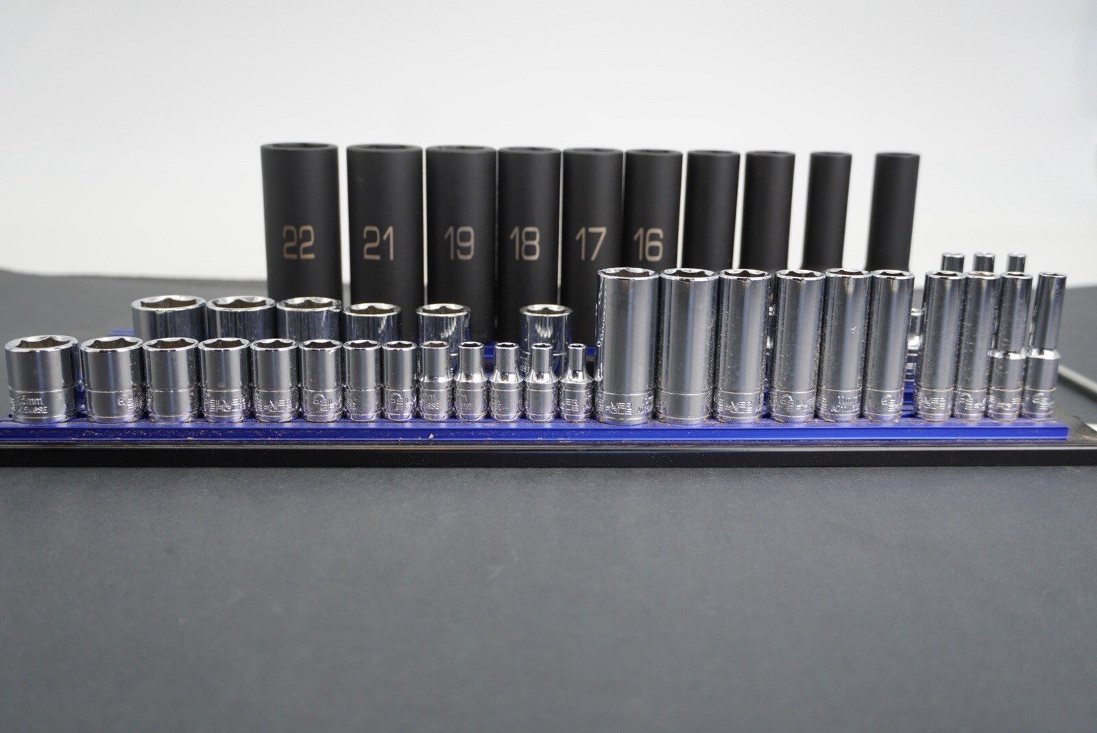 Matco Tools ADV Silver Eagle Socket Set Metric Deep Shallow Chrome Impact Rail