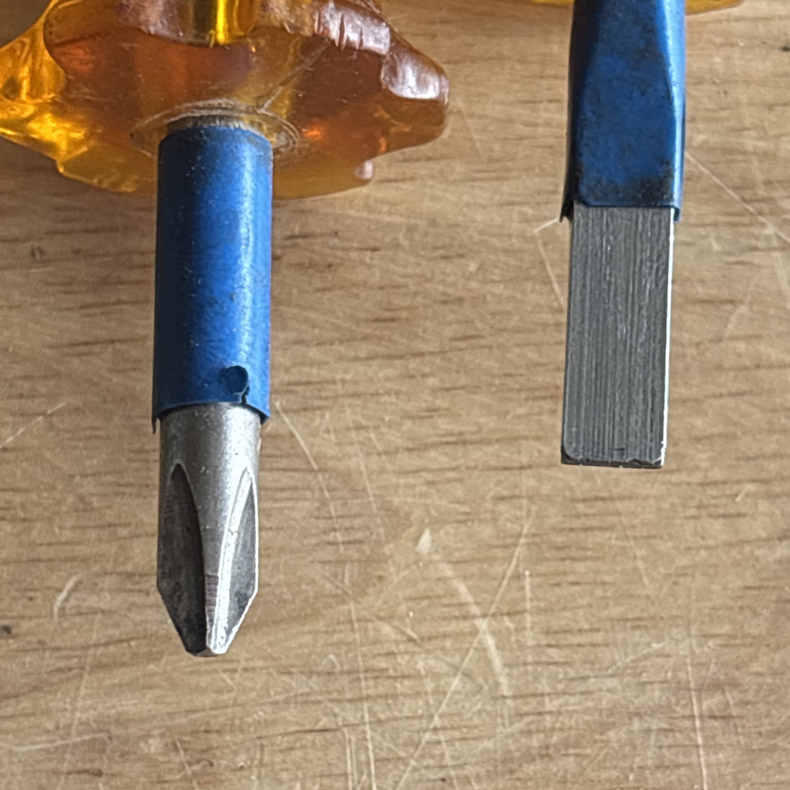 Jensen Tools Short Stubby Flat Slotted Phillips Screwdriver Set Orange 2pc USA