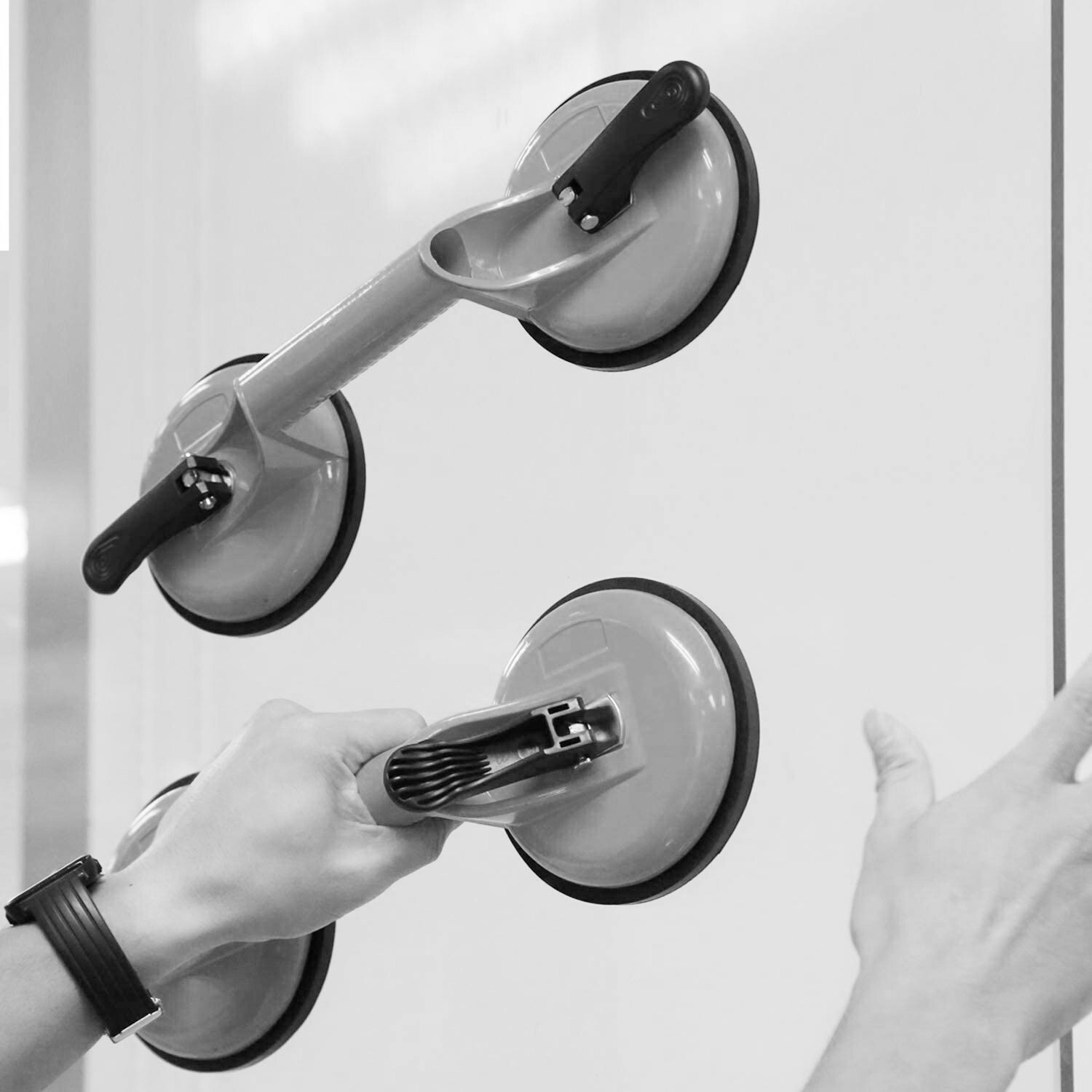 Heavy Duty Aluminum Double Handle Suction Cup Plate Professional Glass Puller