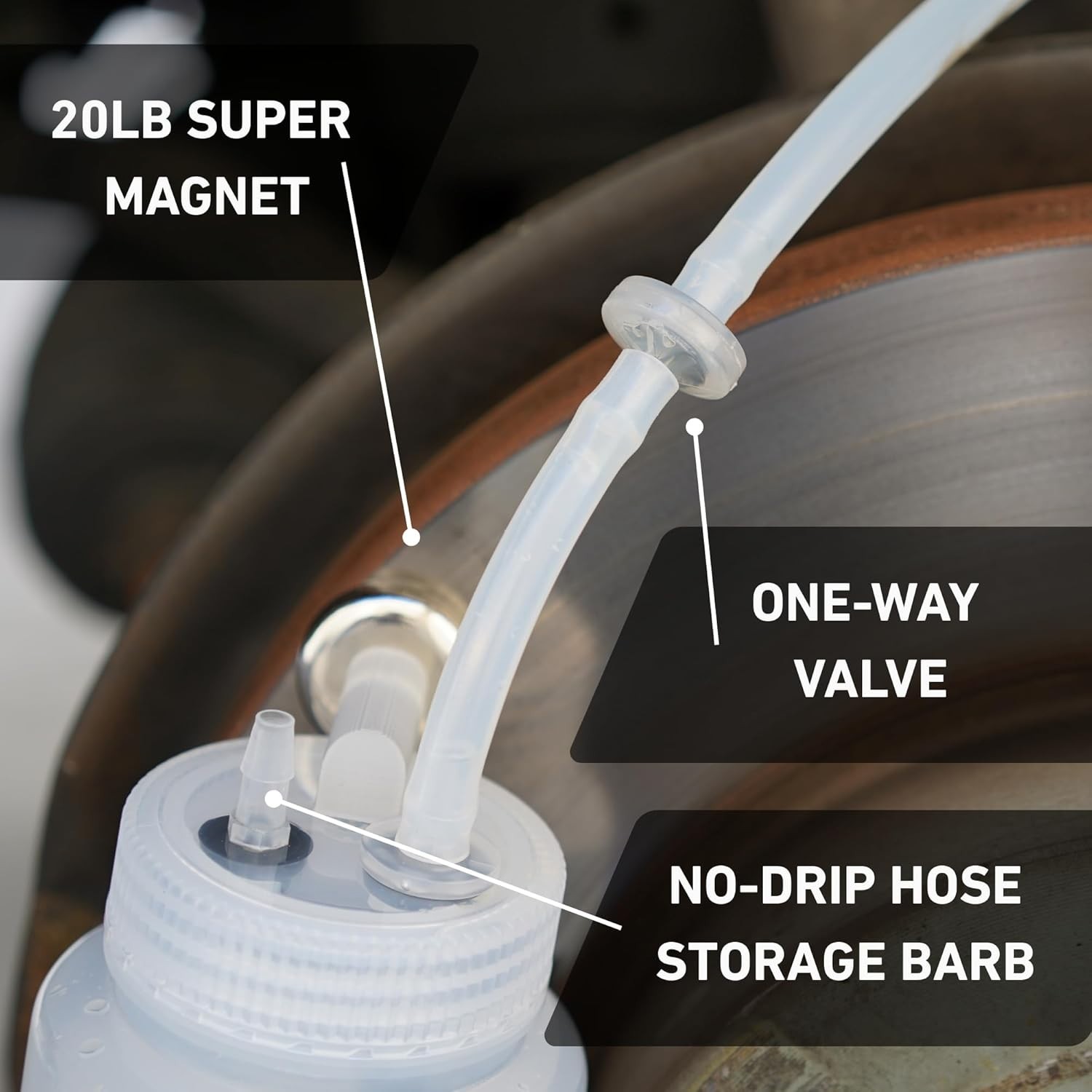 USA Assembled 16oz Catch Bottle with Magnet Mount – Ultimate Brake Bleeding Tool