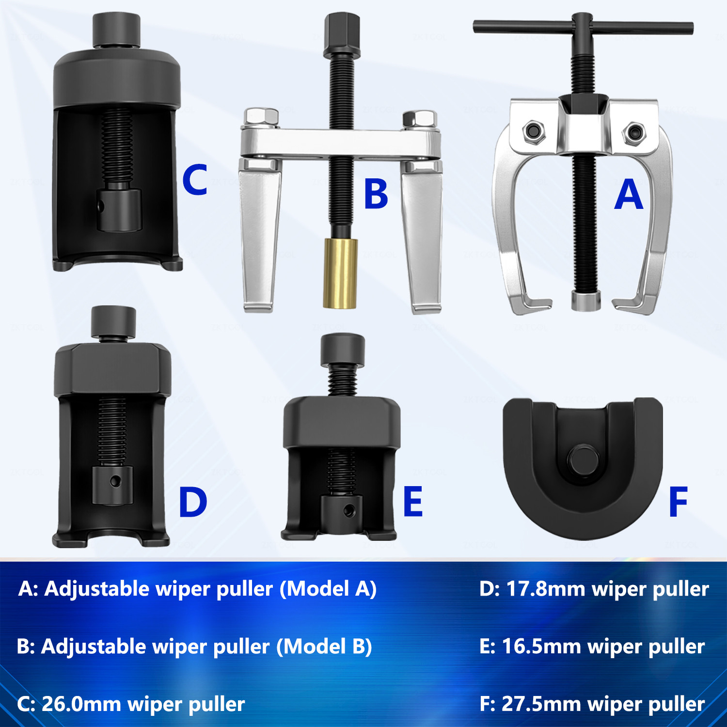 ZKTOOL 6PCS Car Wiper Arm Removal Puller Wiper Extractor Repair Tool Kit Set