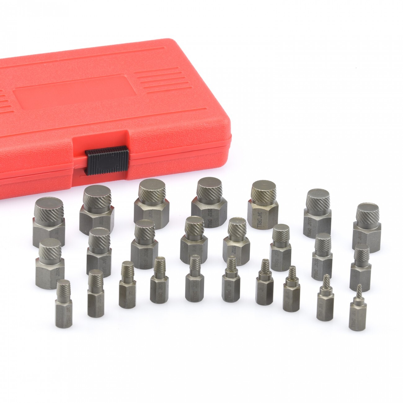 25PC Multi-Spline Screw Extractor Hex Head EZ out Cr-Mo Bolt Remove Broken Studs