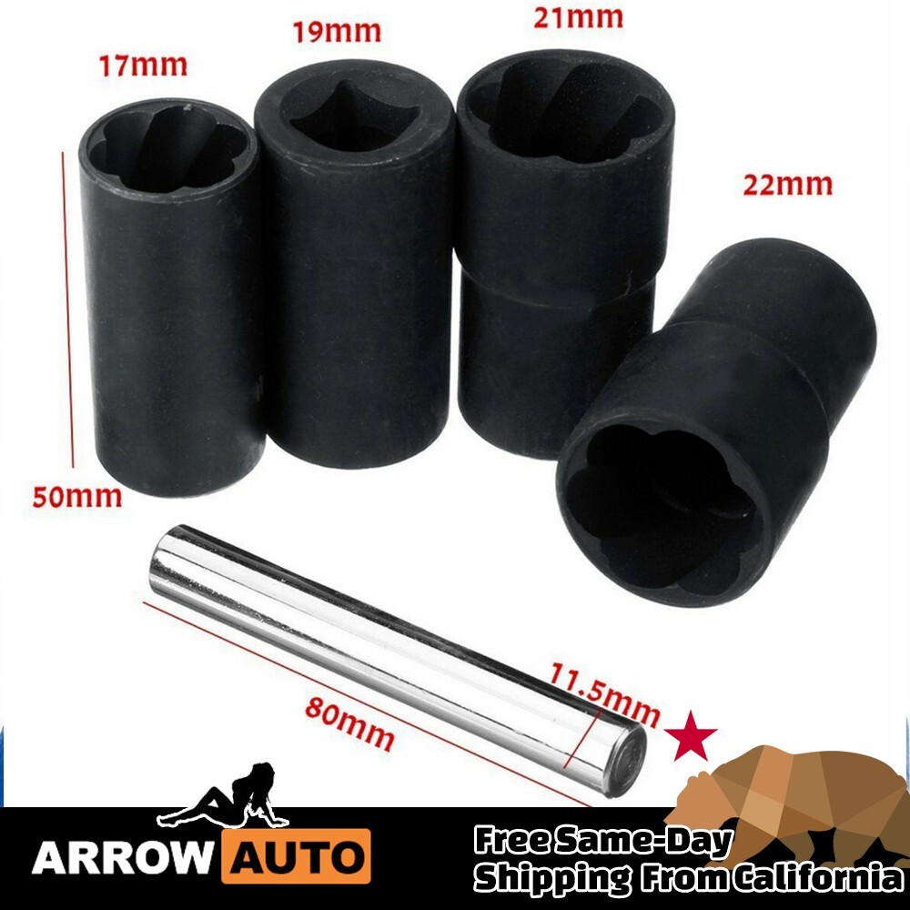 5pc Wheel Lock Removal Kit, Locking Lug Nut Removal Tool – 17MM,19MM, 21MM, 22MM
