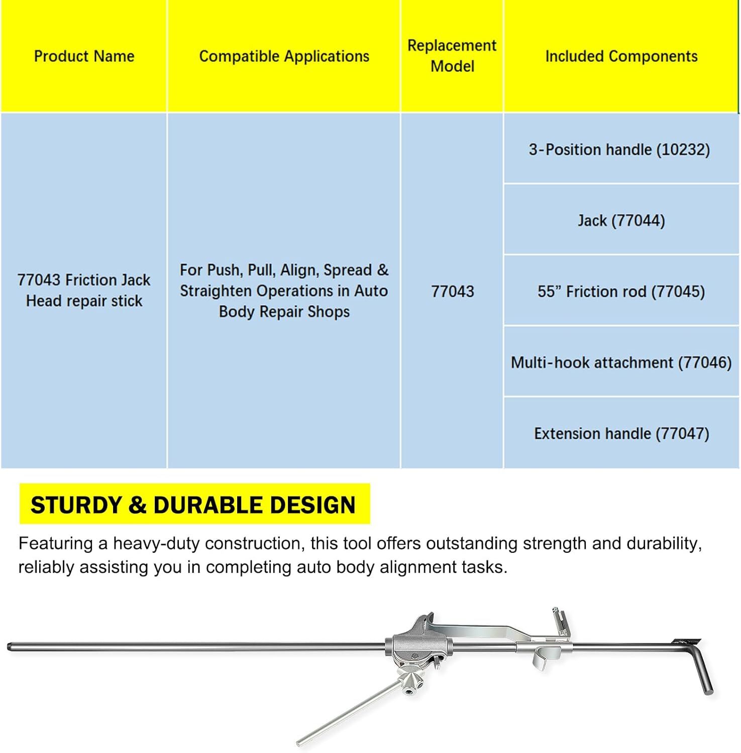 77043 Versatile Auto Body Repair Tool for Monkey-On-A-Stick Friction Jack Set