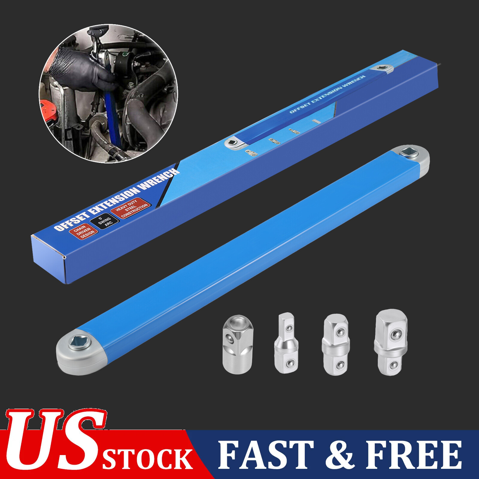 Upgraded Impact Ready Offset Extension Wrench, Tight Reach Extension Wrench Set