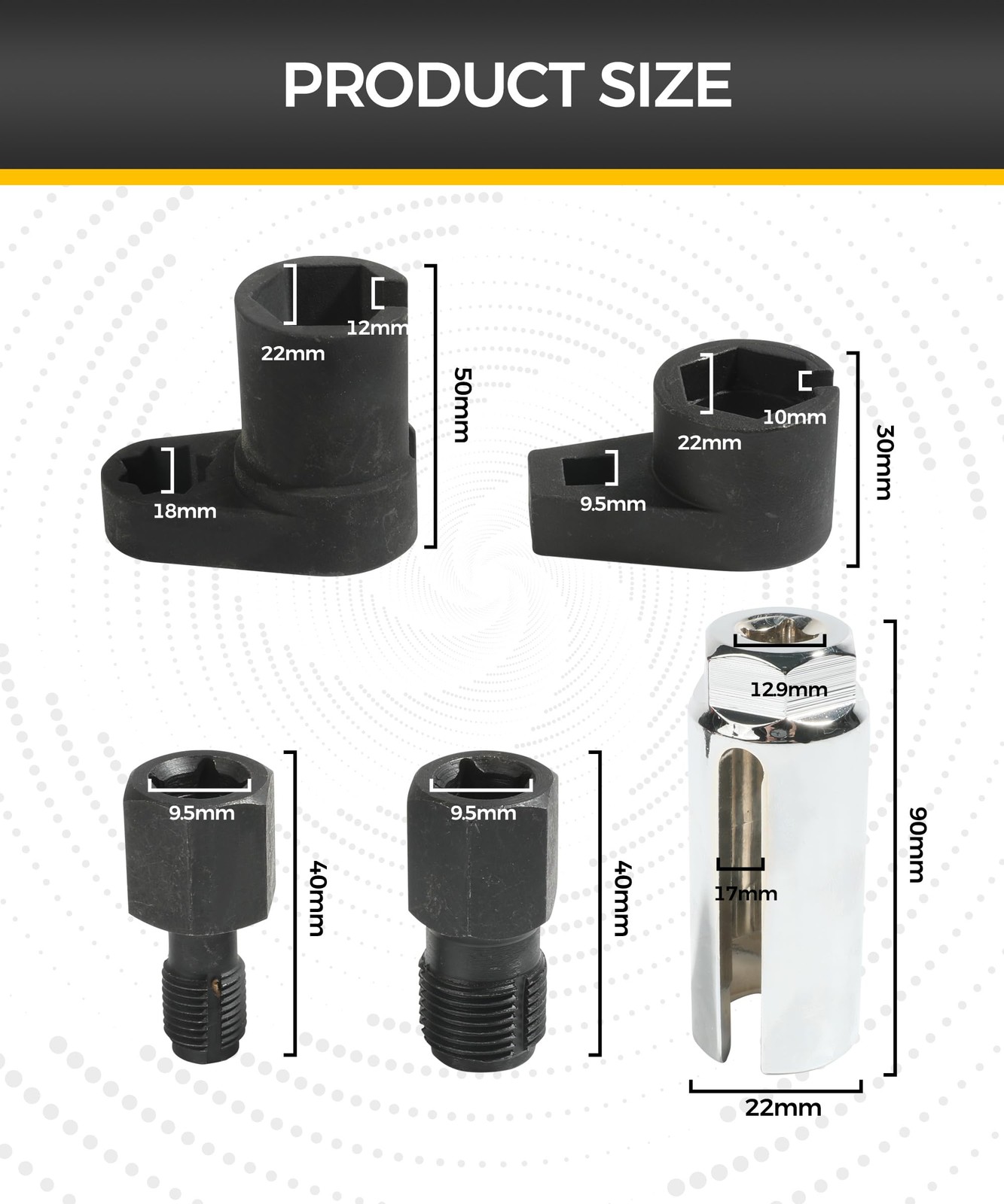 Llave Extractor Sensor Oxígeno Sonda Lambda 22mm Cr-Mo Reparador Rosca Autos 5PC