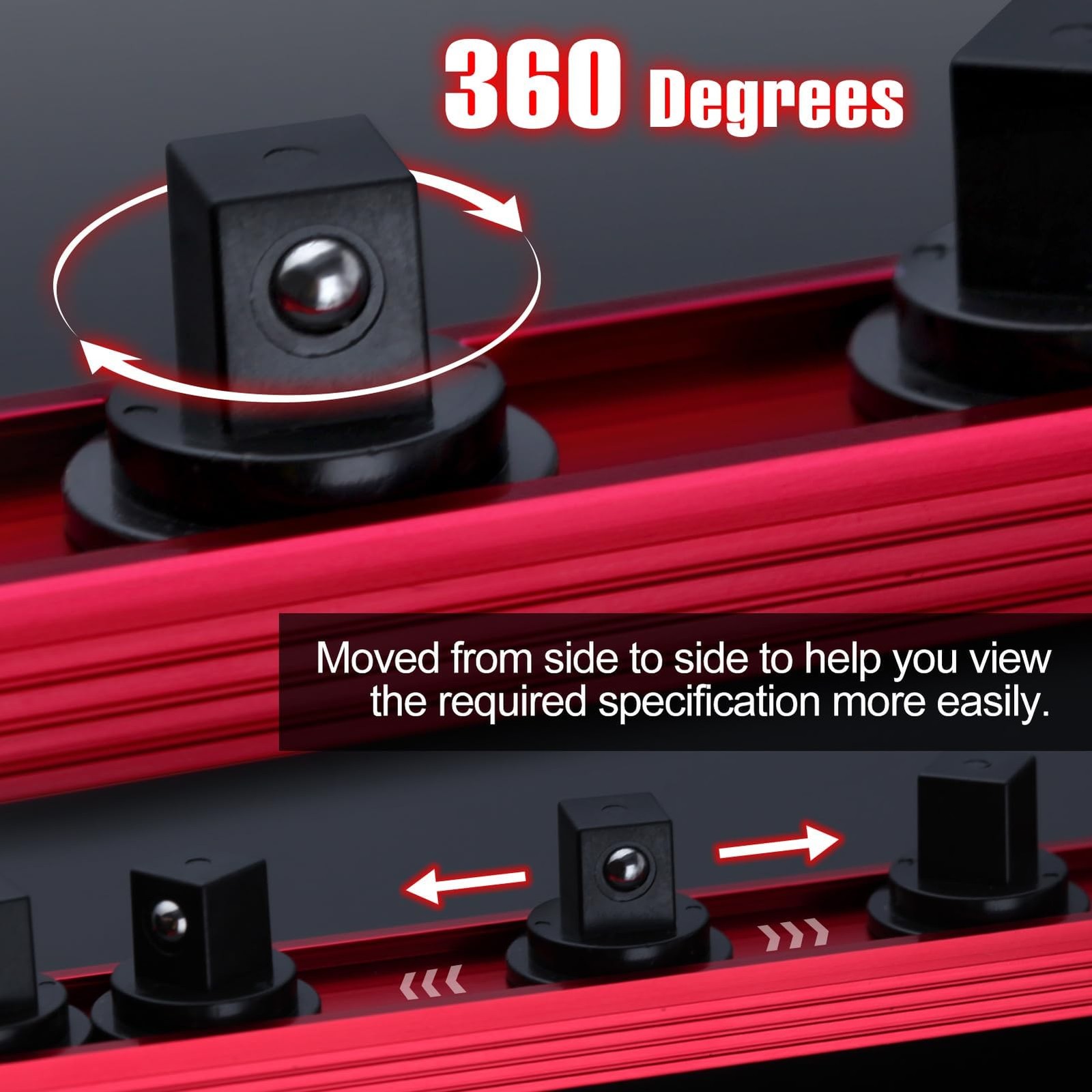 SPEEDWOX Magnetic Socket Organizer 3/8-Inch Drive Aluminum 3/8-inch, Red