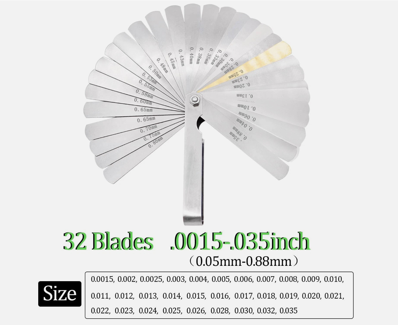 Feeler Gauge Set 3pcs Stainless Steel 32 Straight 16 Offset Blades SAE Metric