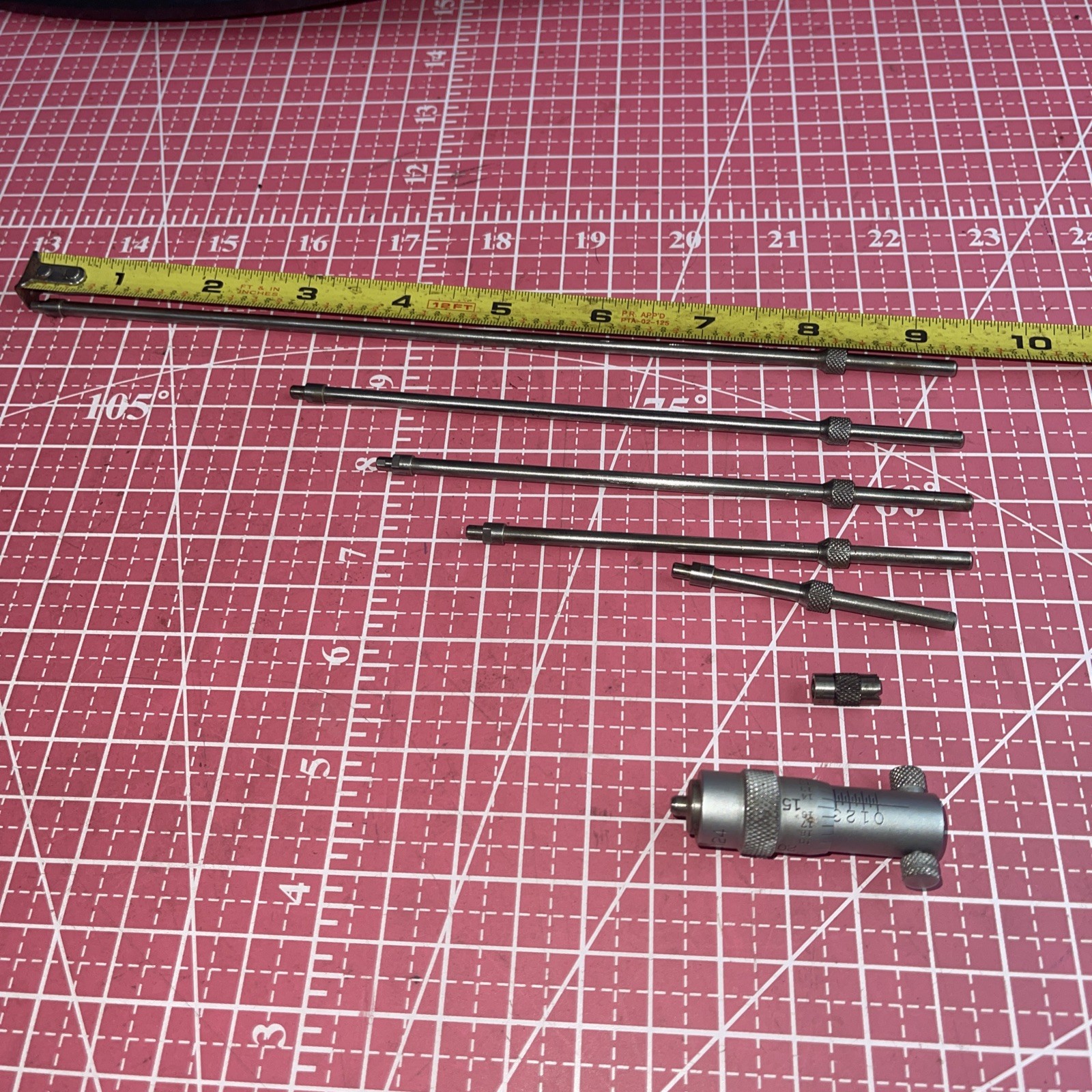 Vintage LS Starrett USA No 124 Inside Micrometer Partial Set 7 Piece Satin