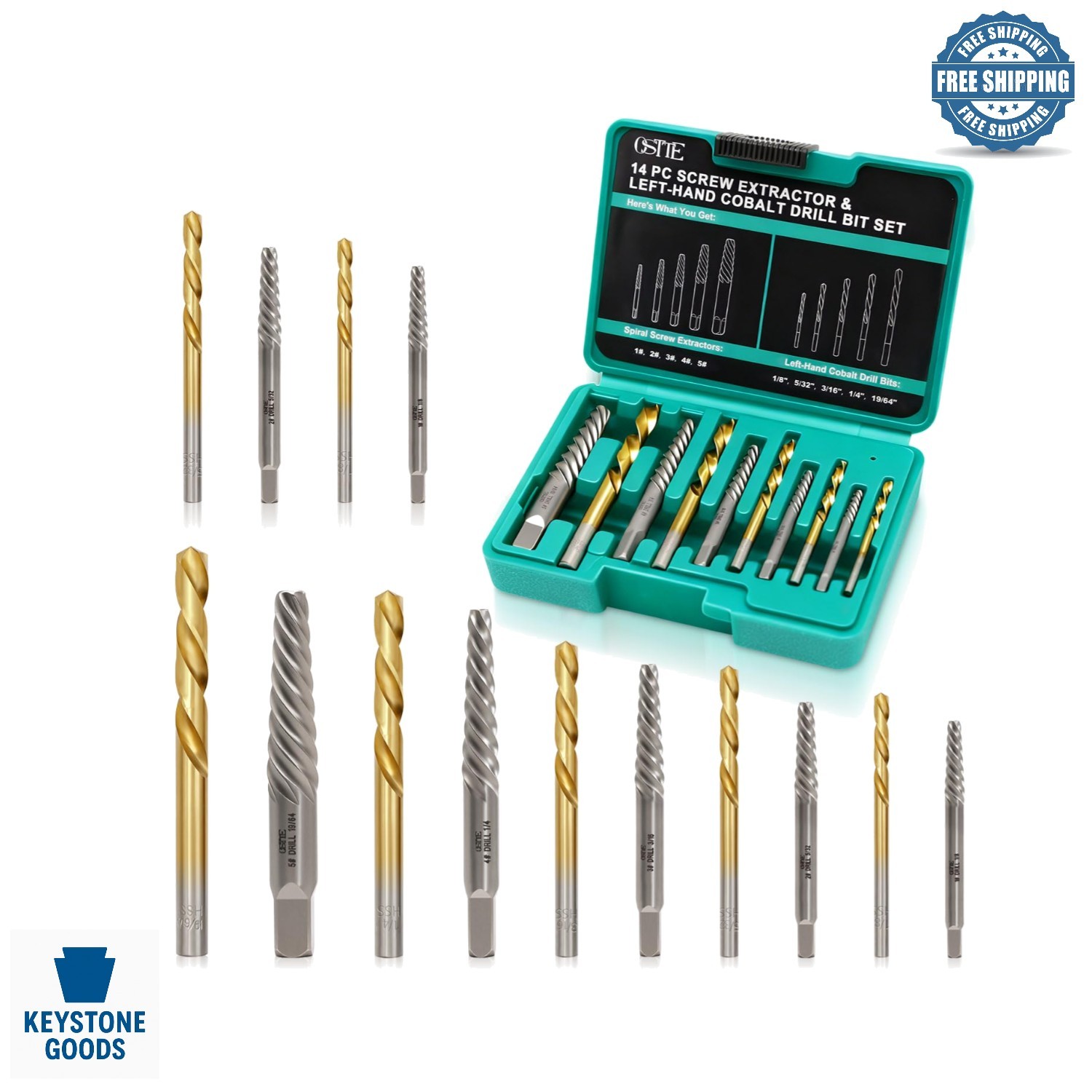 14-Piece Screw/Bolt Extractor Kit – Heavy Duty HSS & Cr-Mo Steel for Stripped…