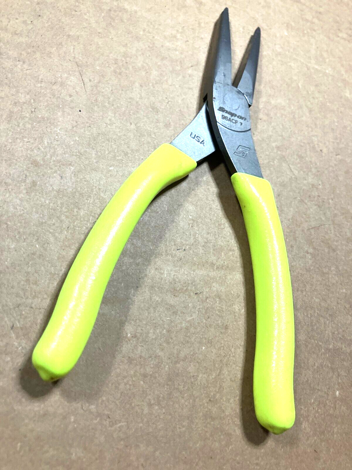 New Snap-on™ 95ACF 95ACFHV 5″ long Needle Nose Pliers Yellow Hi-Viz Vinyl Grip