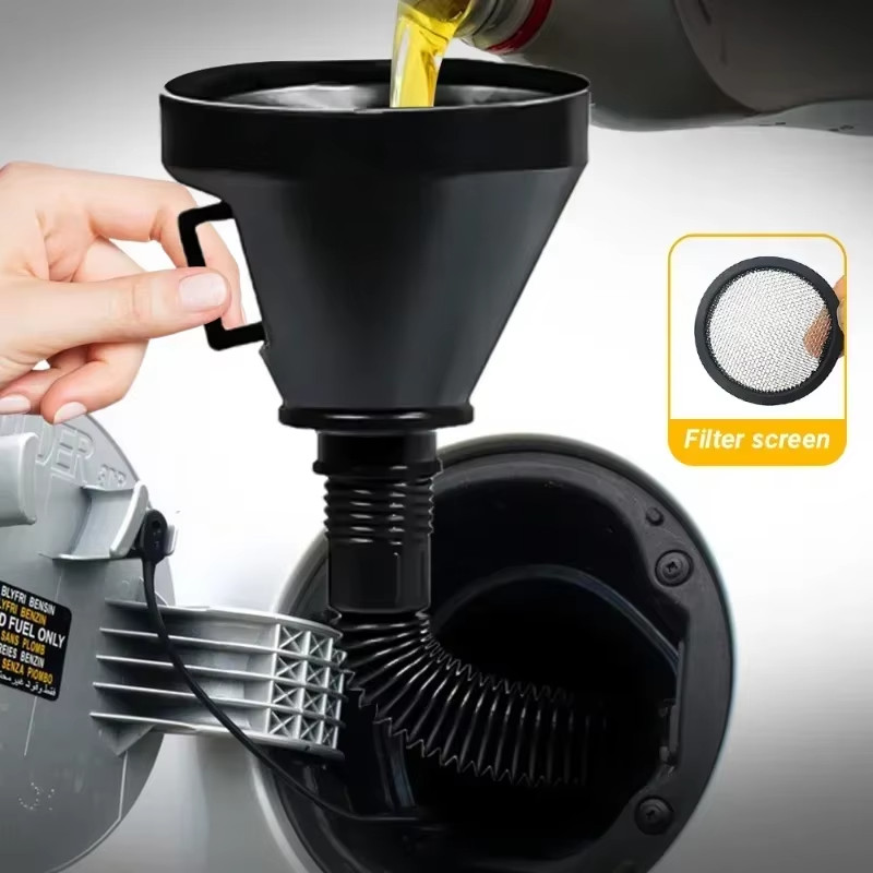 1PC Engine Refueling Funnel Filter Oil Gasoline Filling Strainer Hose Tool Pro