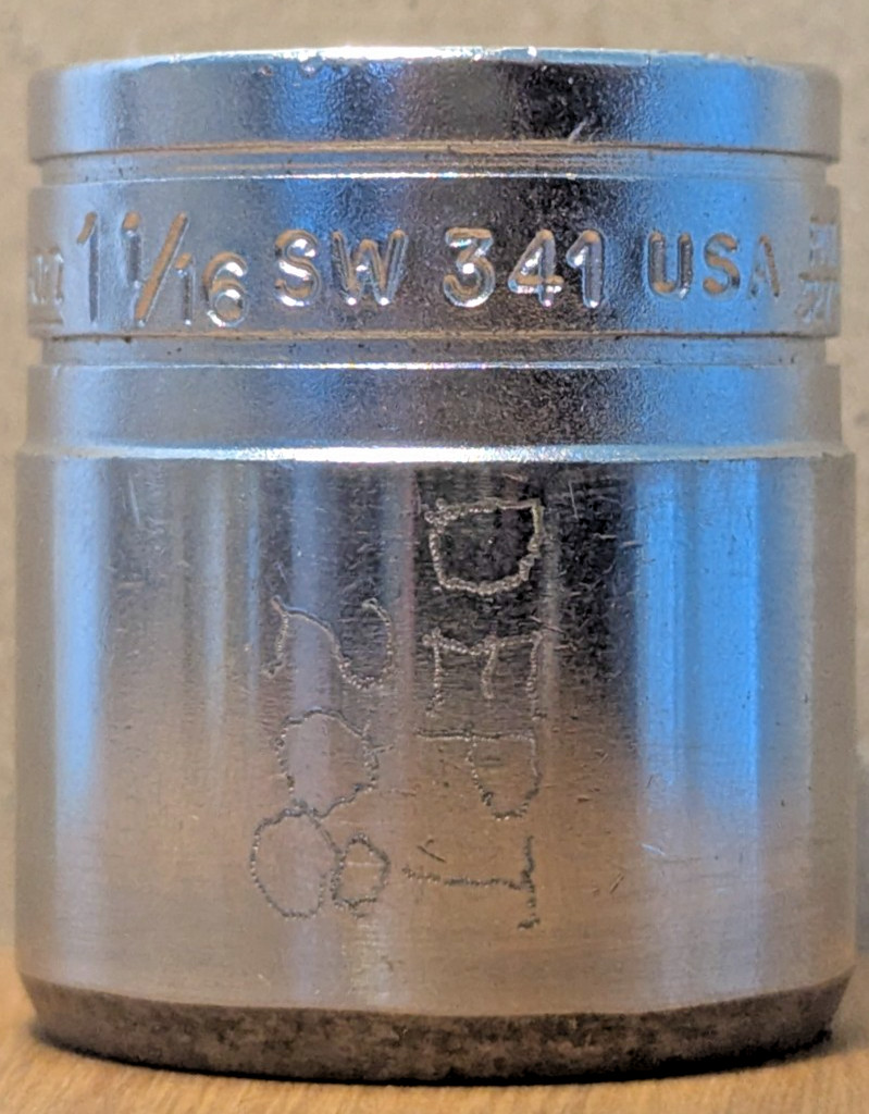 Snap-on SW341 1/2″ Drive 1-1/16″ SAE 12-Point Flank Drive Shallow Socket USA