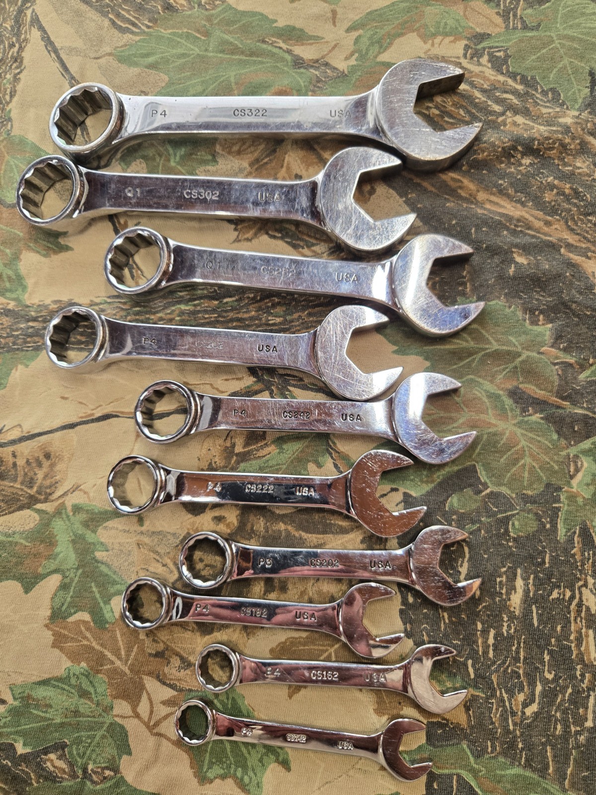 Vintage Mac Tools 10 pc. SAE shorty/stubby wrench set in plastic tray
