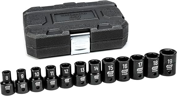 GearWrench 12 Pc 1/2″ Drive Metric Standard Impact Socket Set 6 Pt 84930N