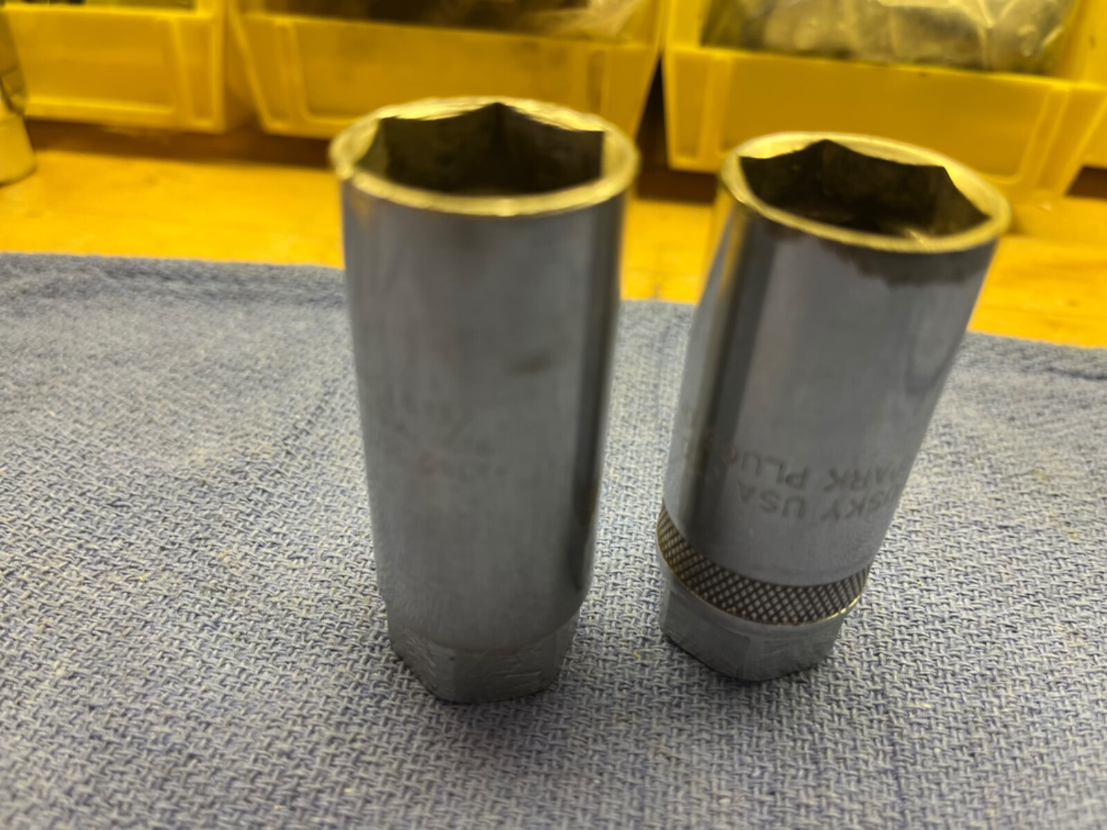 2 each Spark plug sockets 1/2 dr Husky USA 13/16 and 3/8 dr Proto USA Nice Cond