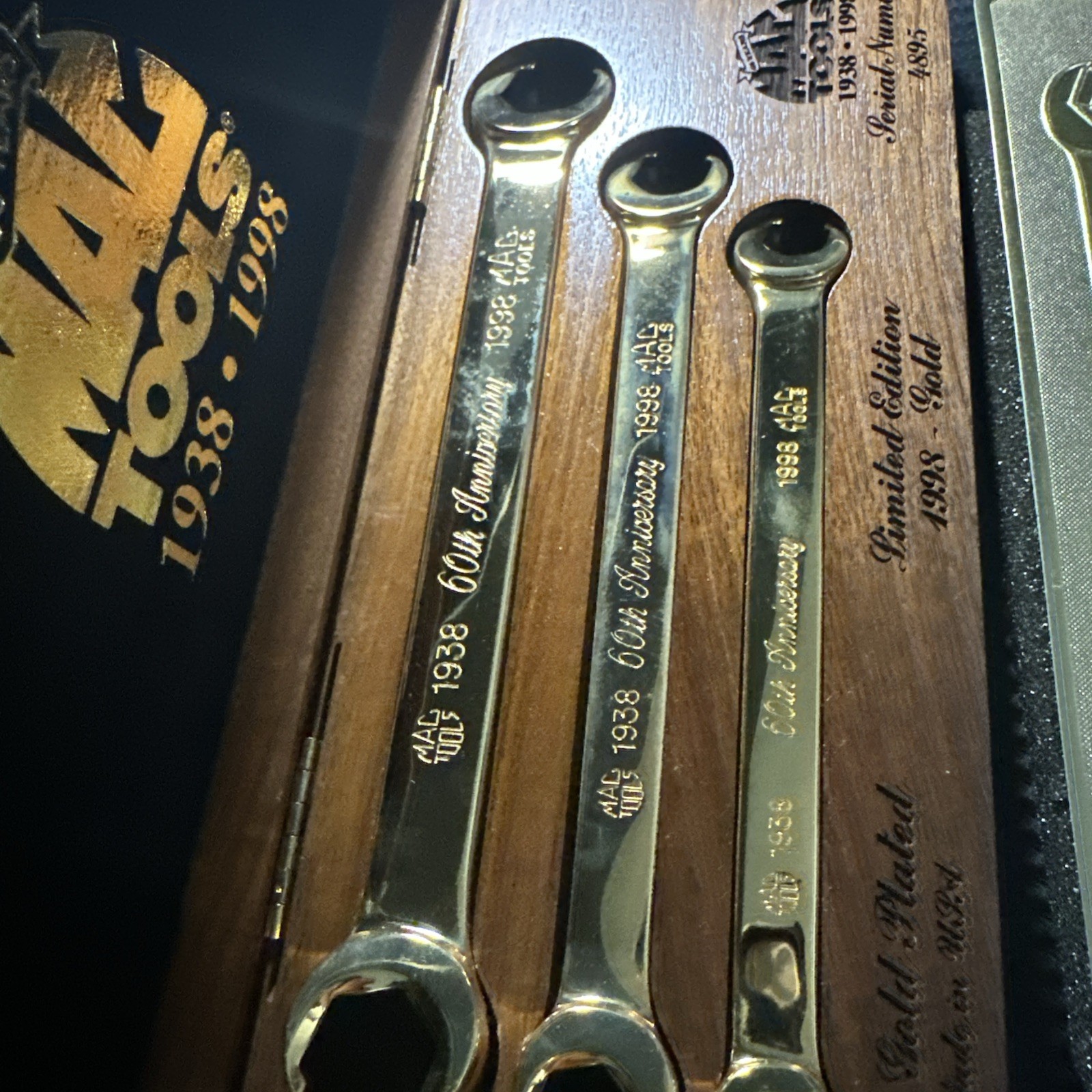 Mac Tools 1998 24K Gold Plated FLATE Nut Line Wrench Set 60th Anniversary #4895