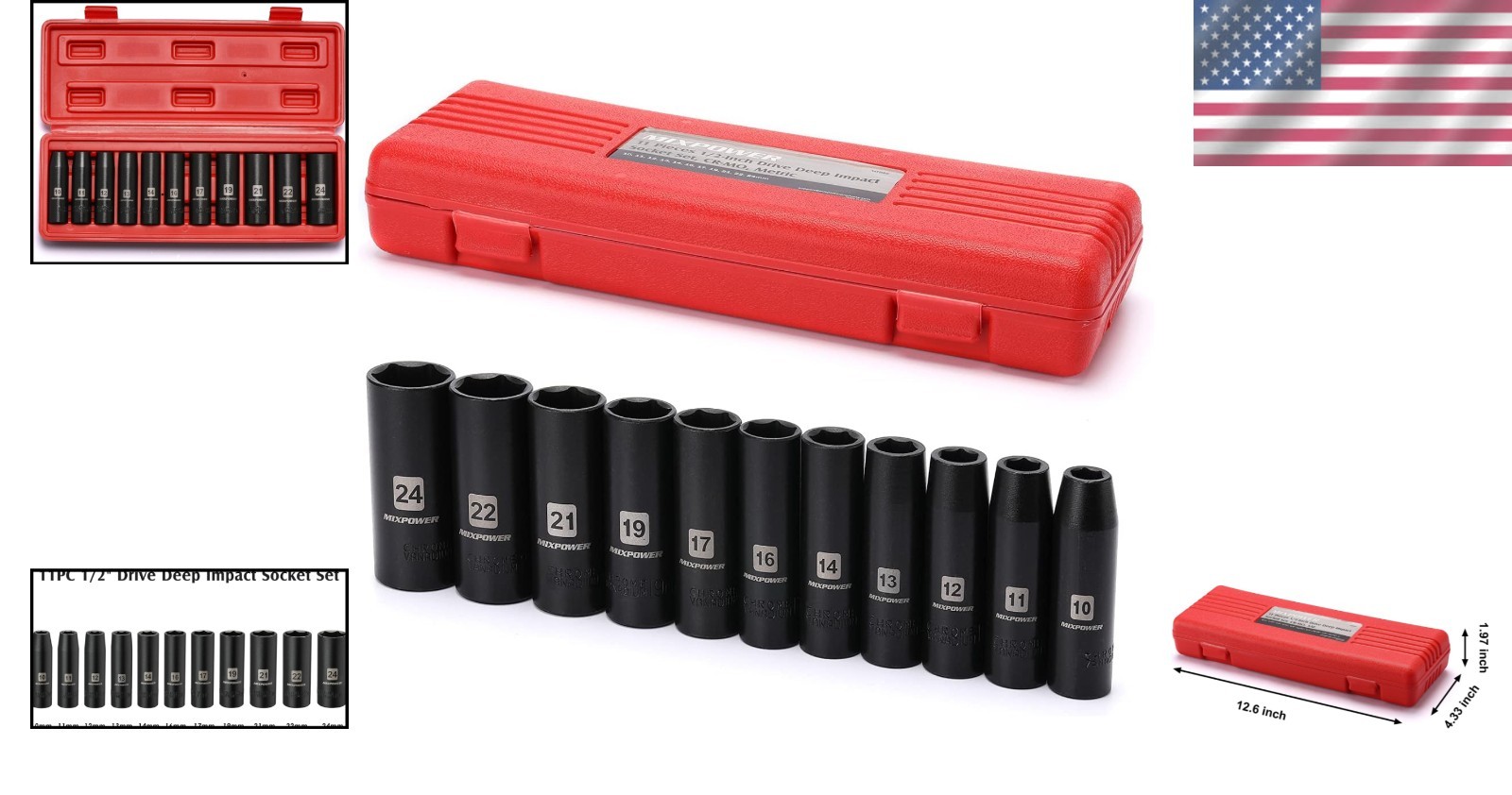 11-Piece 1/2-Inch Drive Deep Impact Socket Set – CR-V and Torque Master