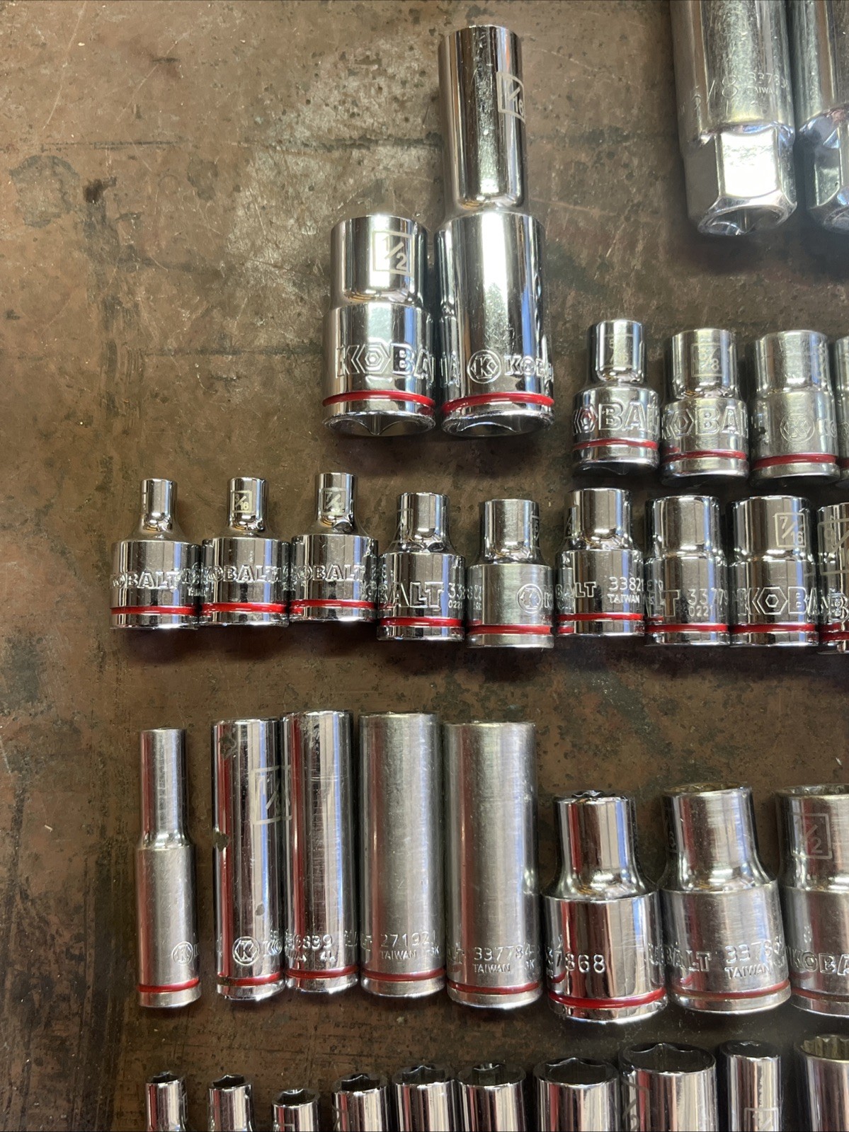 🔥 Kobalt 1/4 3/8 1/2 Drive 62 Piece 6 & 12 Point Short Deep Socket Set Lot Sae