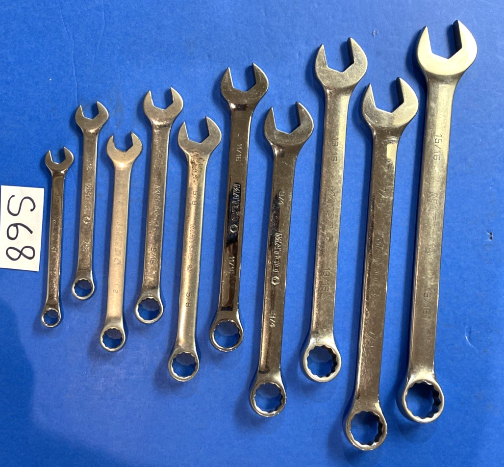 MATCO TOOLS 10 PIECE SAE. COMBINATION WRENCH SET 12 POINT 3/8 TO 15/16 INCH