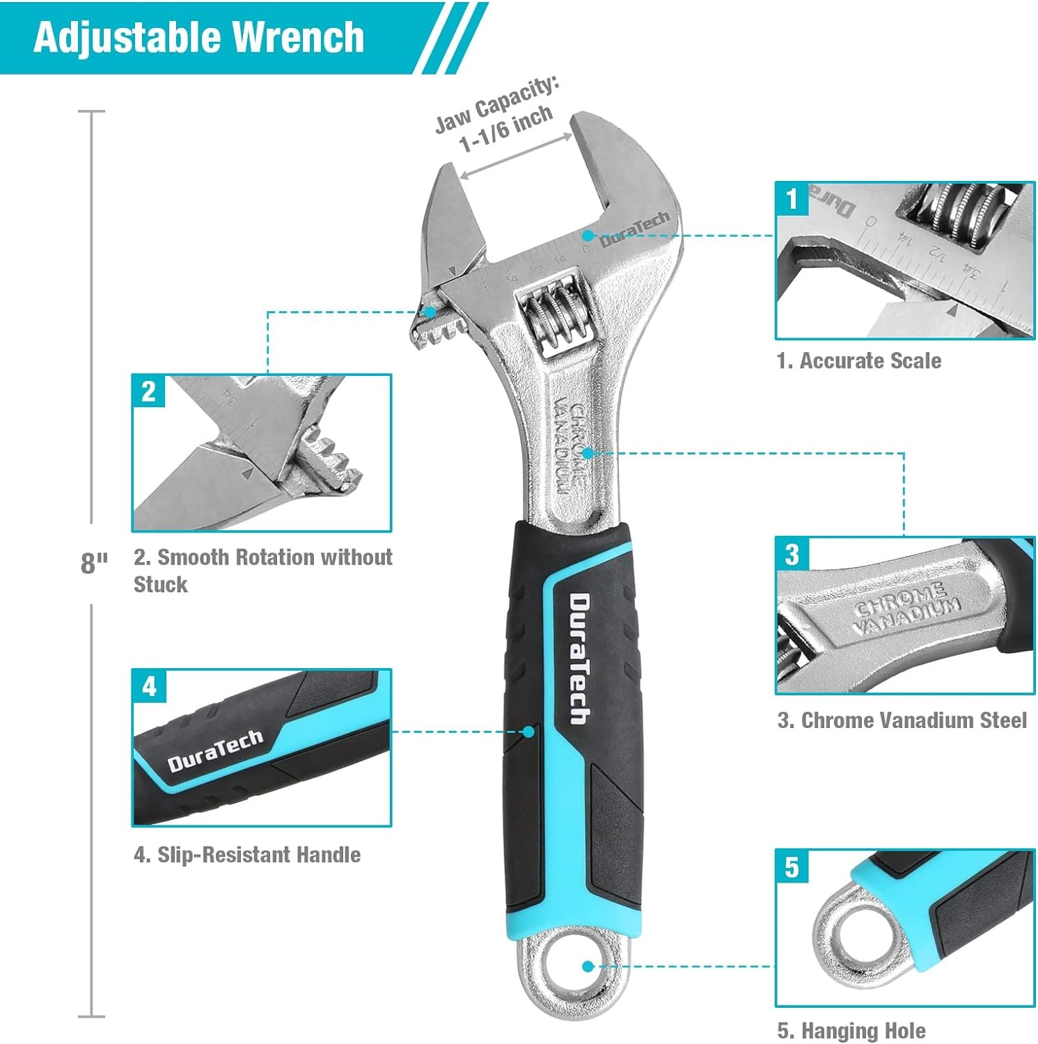 DURATECH 8-Piece Pliers Set with Rolling Pouch, 8-Piece, Blue, Silver, Black