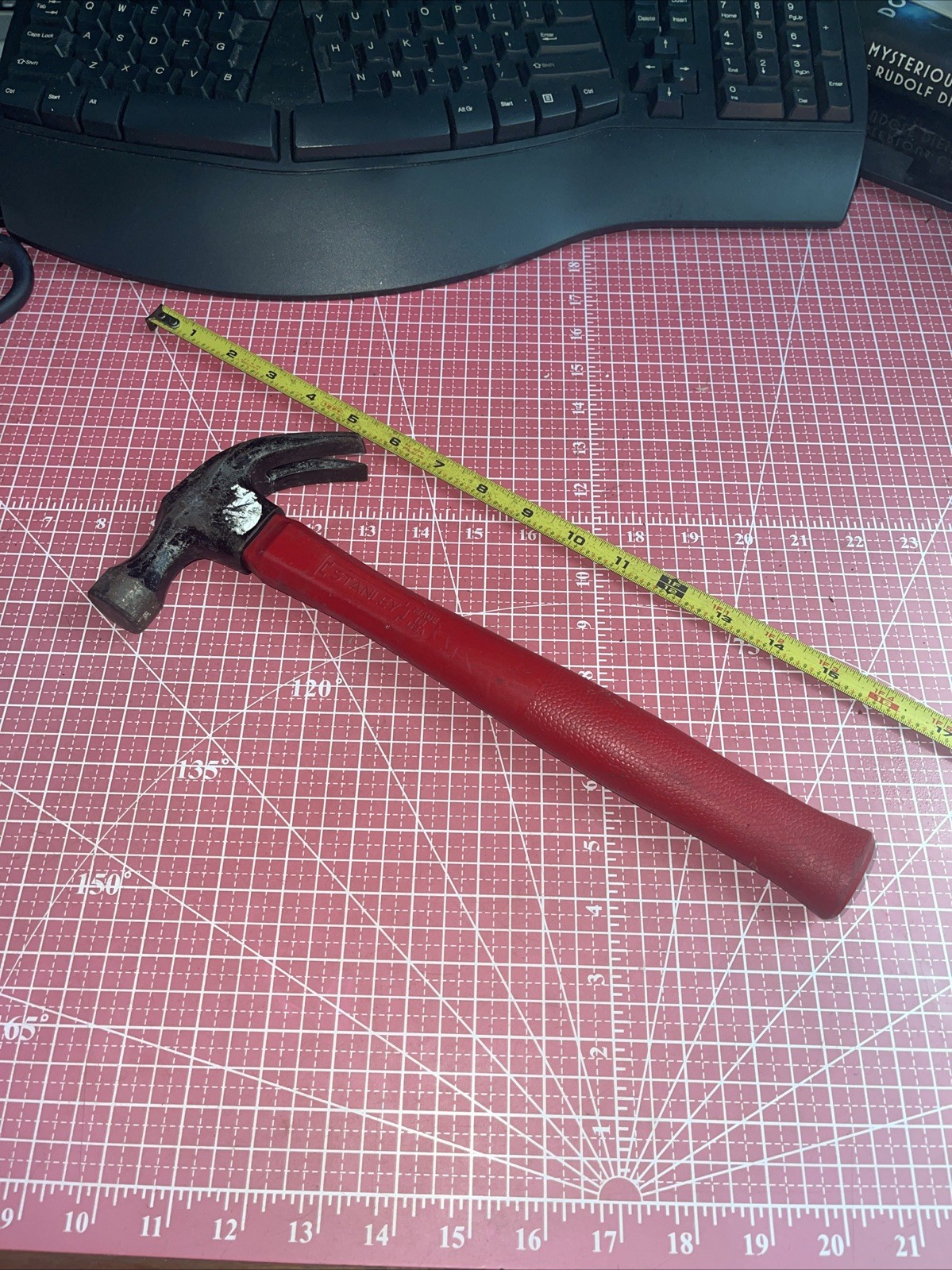 Vintage Stanley USA 13 In Red Fiberglass Handle Claw Hammer 1.9 Lb USA 🇺🇸 13”